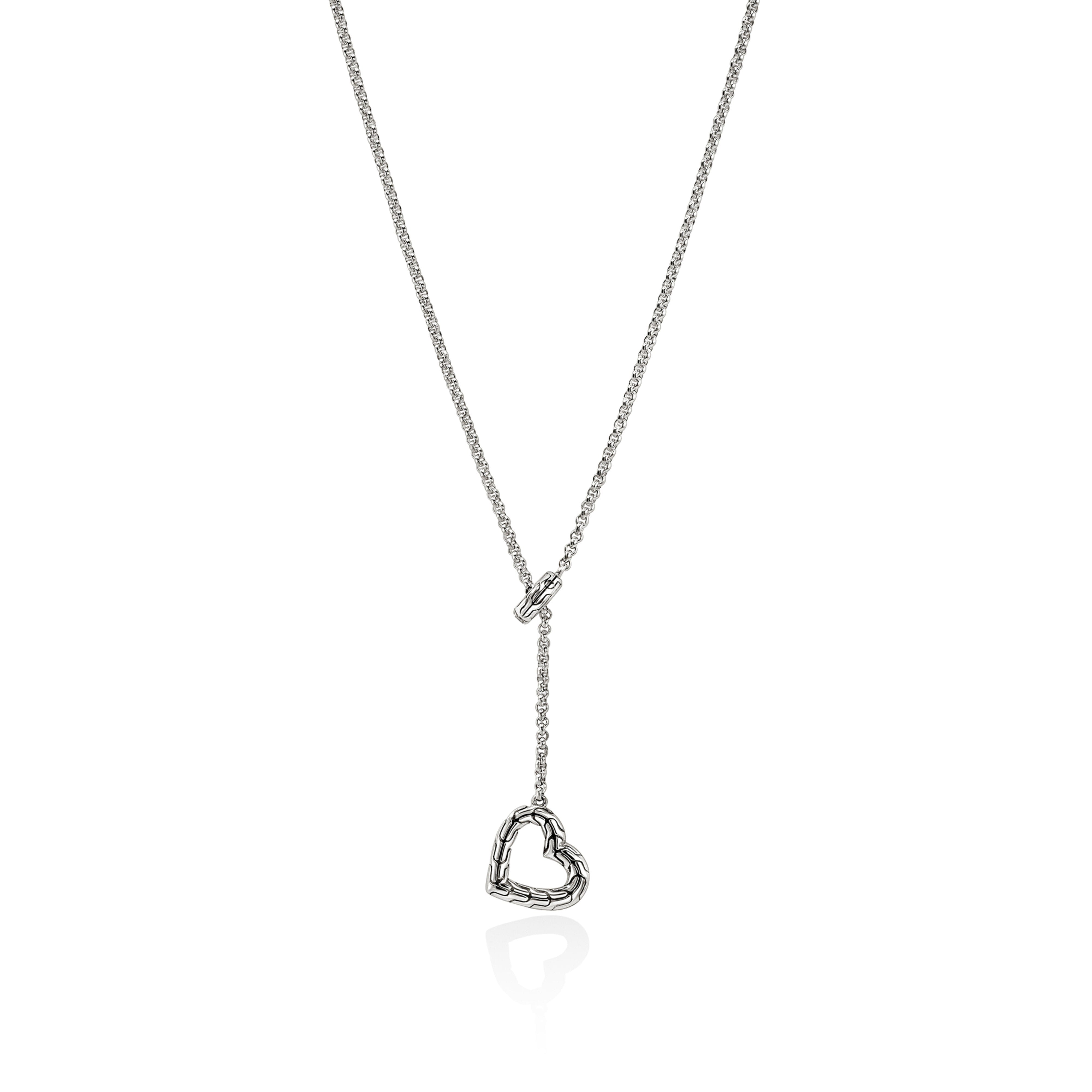 John Hardy Essentials Mixed Metals Heart Lariat Necklace with Diamonds