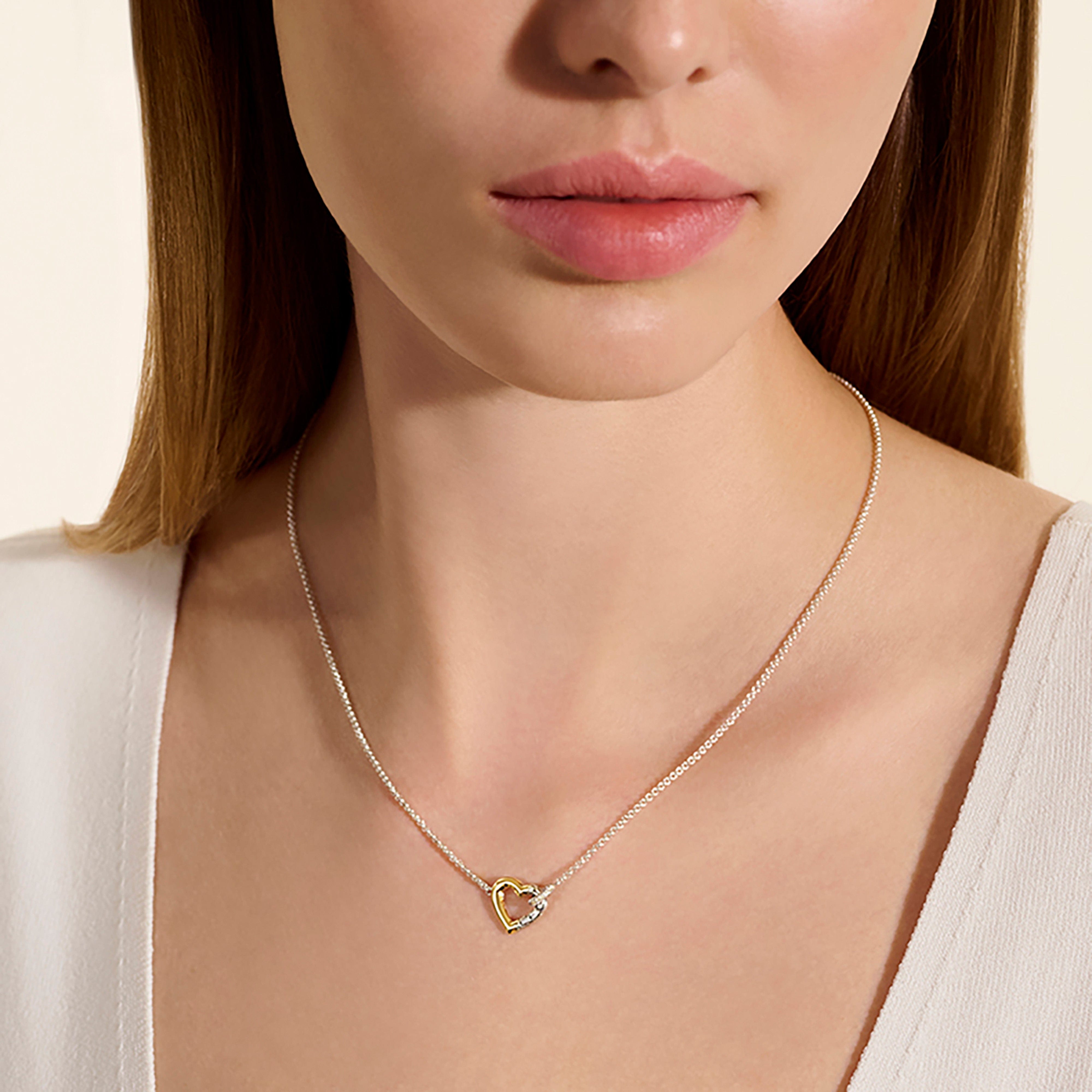 John Hardy Essentials Mixed Metals Heart Link Necklace with Diamonds