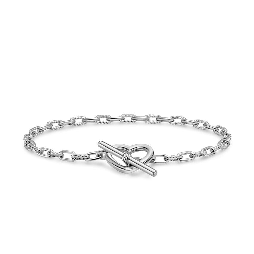 David Yurman DY Madison Heart Toggle Chain Bracelet in Sterling Silver, 3mm, Size Small