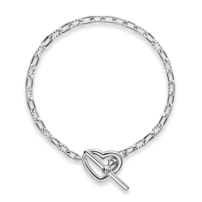 David Yurman DY Madison Heart Toggle Chain Bracelet in Sterling Silver, 3mm, Size Small
