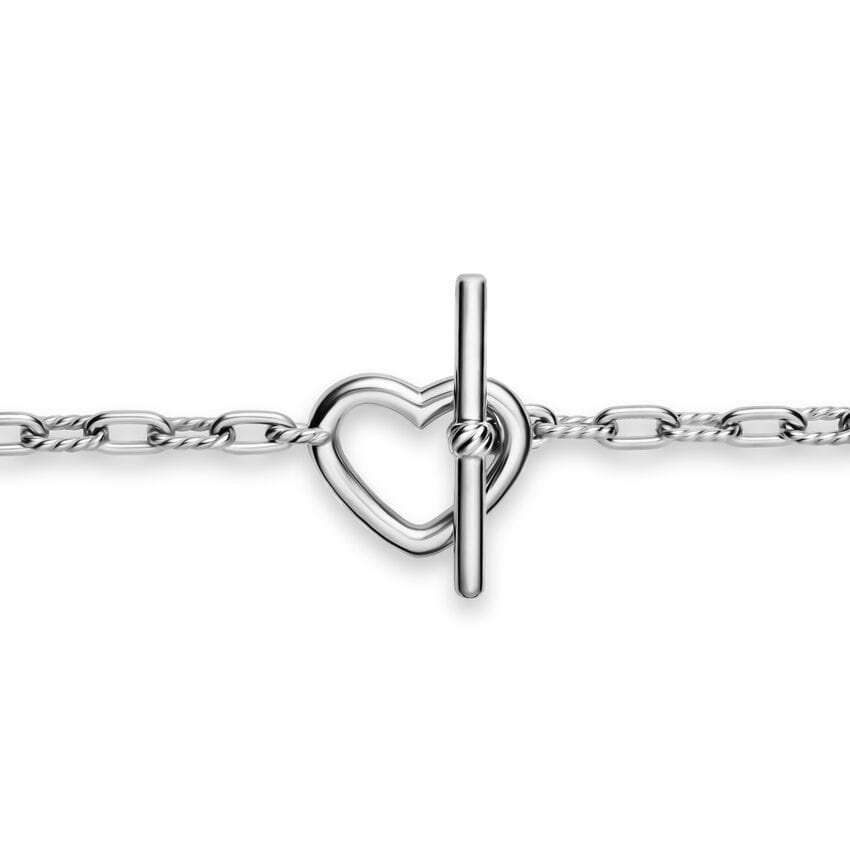 David Yurman DY Madison Heart Toggle Chain Bracelet in Sterling Silver, 3mm, Size Small