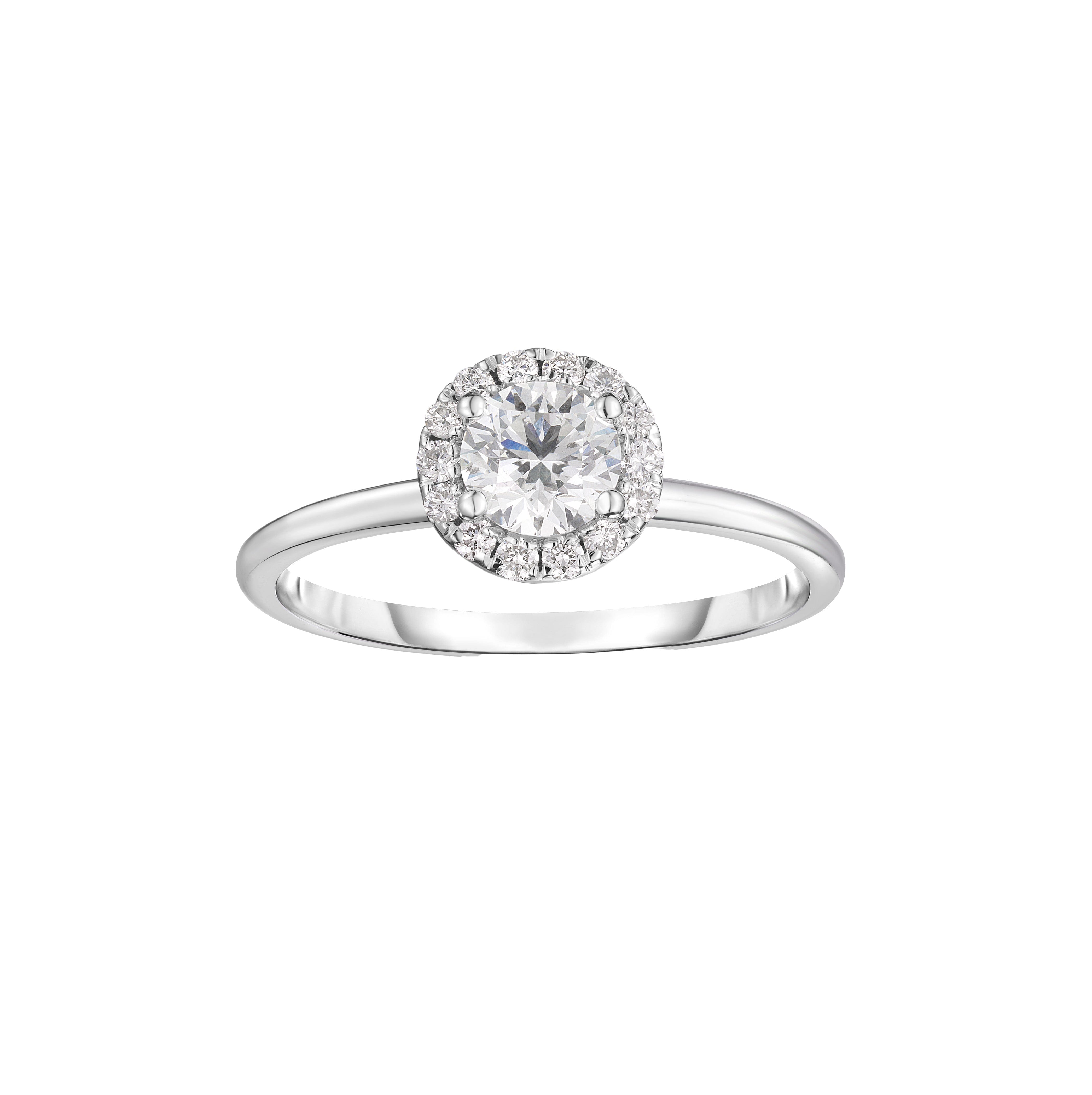Fink's Exclusive Round Diamond Halo Engagement Ring in White Gold
