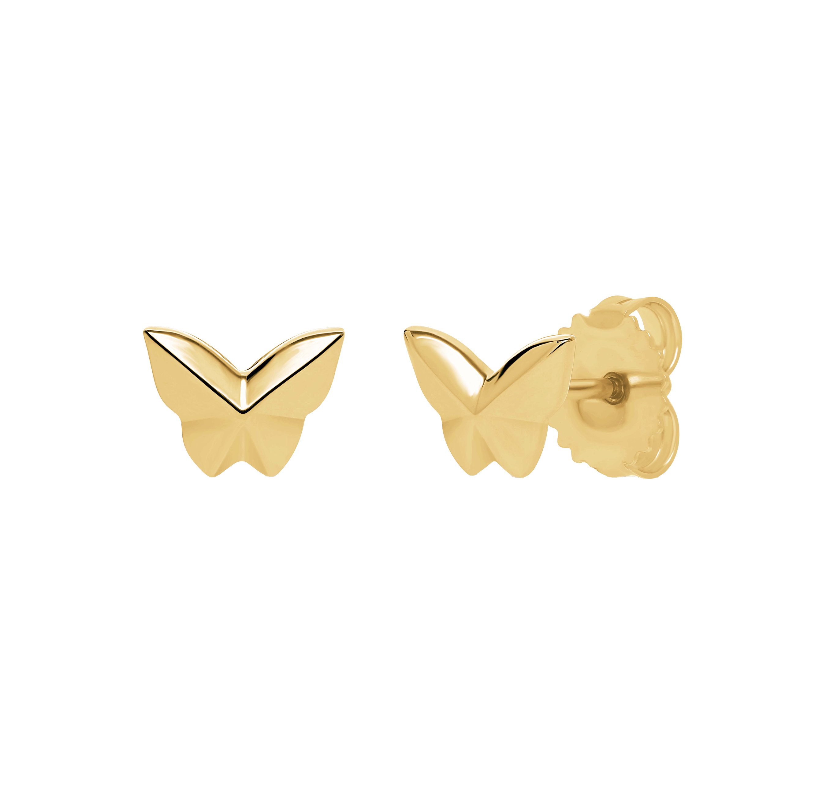 Sabel Collection Yellow Gold Butterfly Stud Earrings