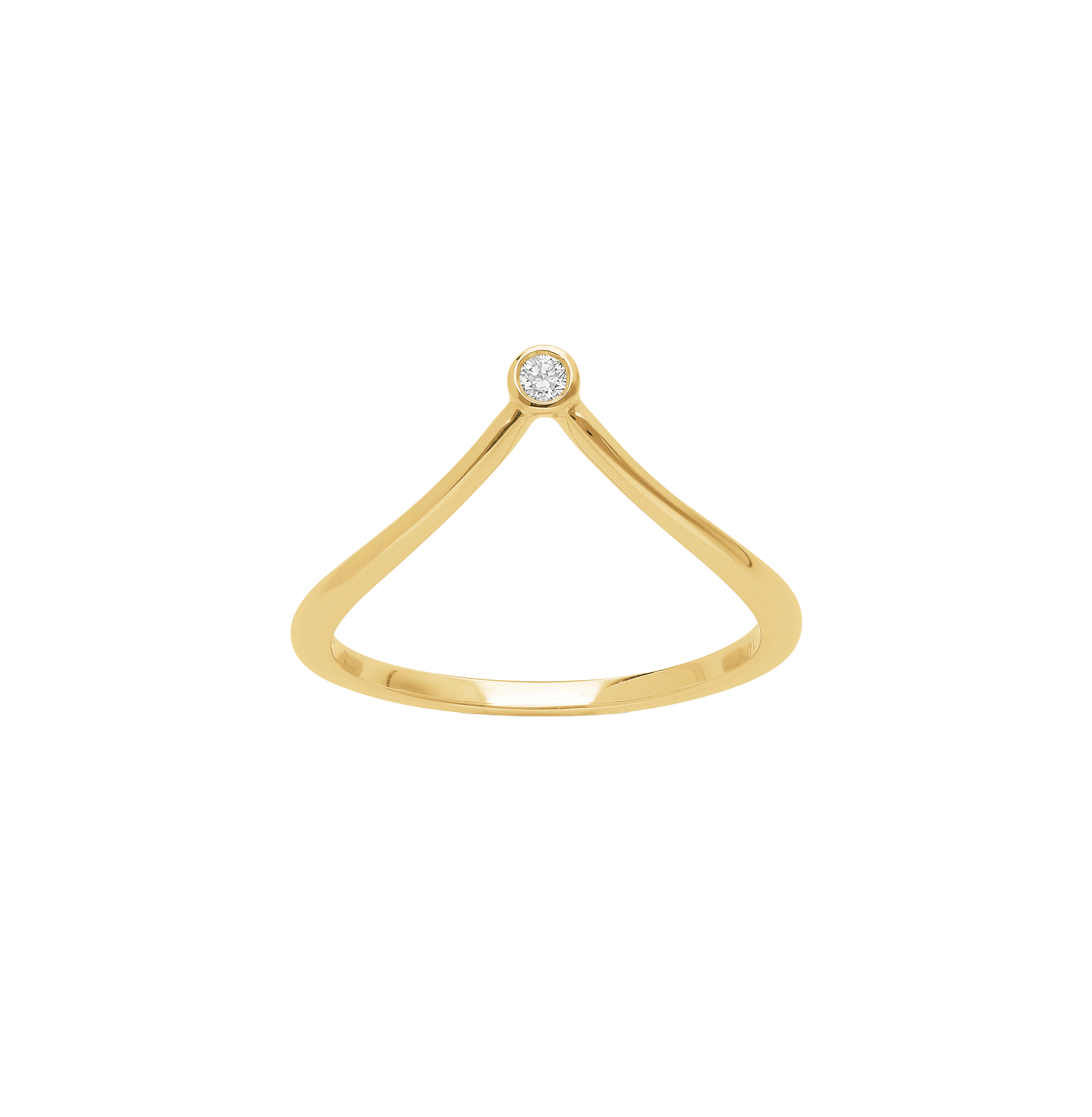 Sabel Collection Yellow Gold Round Diamond V Stacking Ring