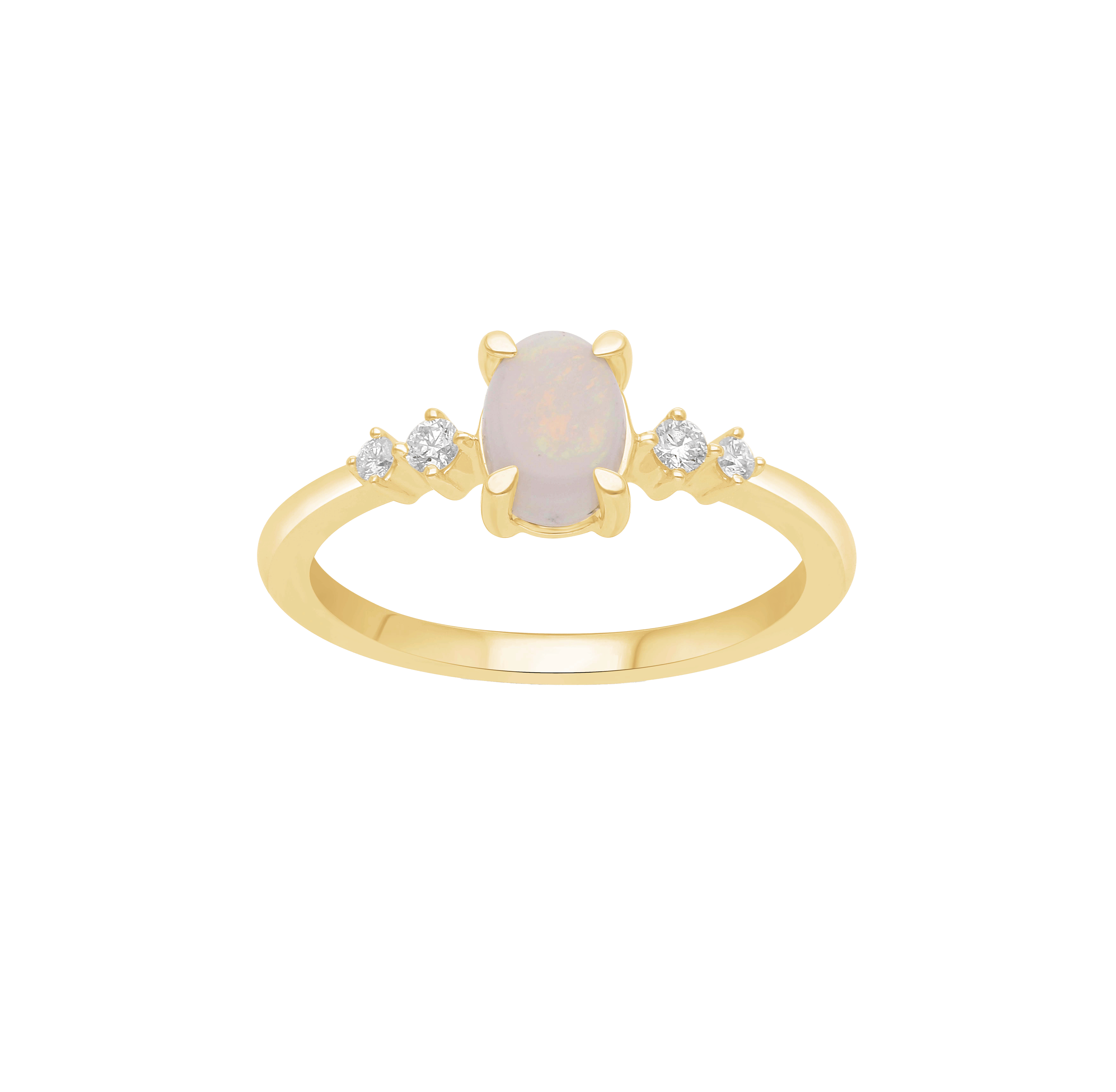 Sabel Collection Yellow Gold Oval Opal Ring with Diamonds