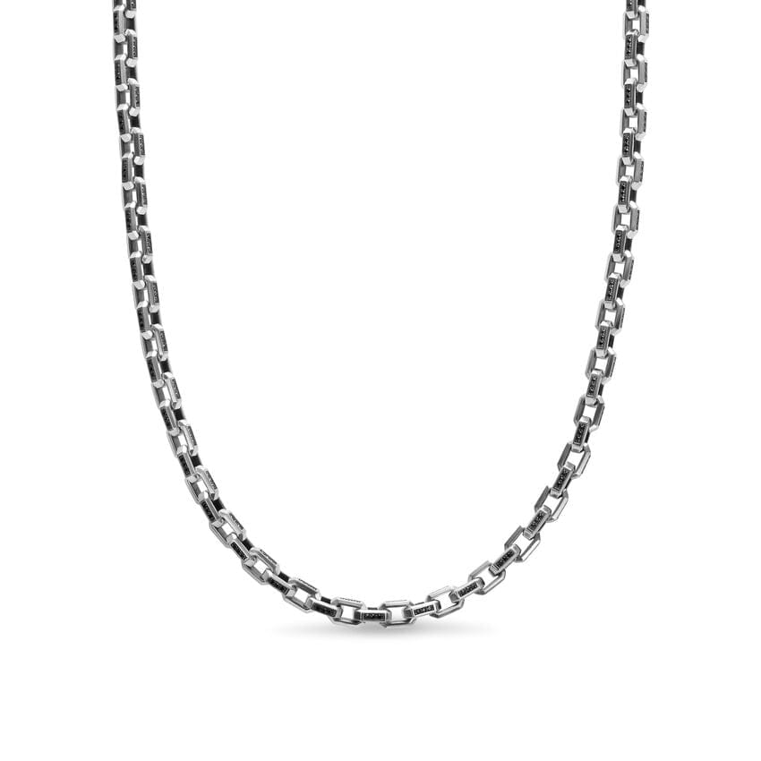 David Yurman Streamline Link Necklace in Sterling Silver with Black Diamonds, 5.5mm, 22"