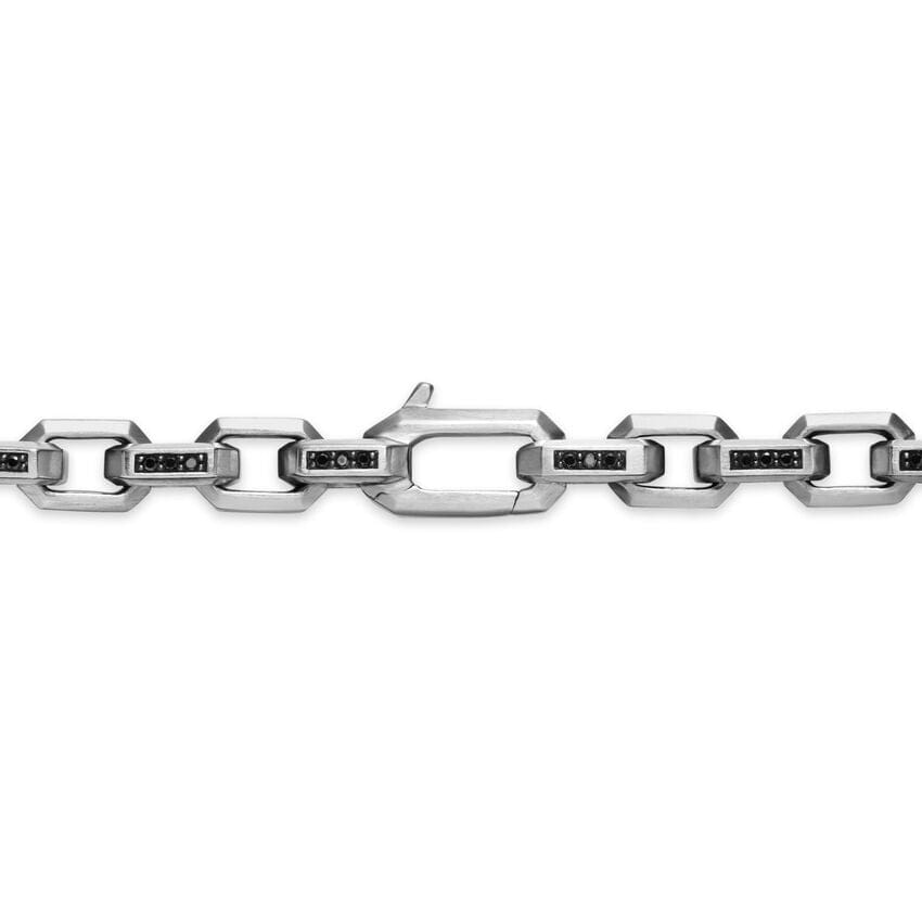 David Yurman Streamline Link Necklace in Sterling Silver with Black Diamonds, 5.5mm, 22"