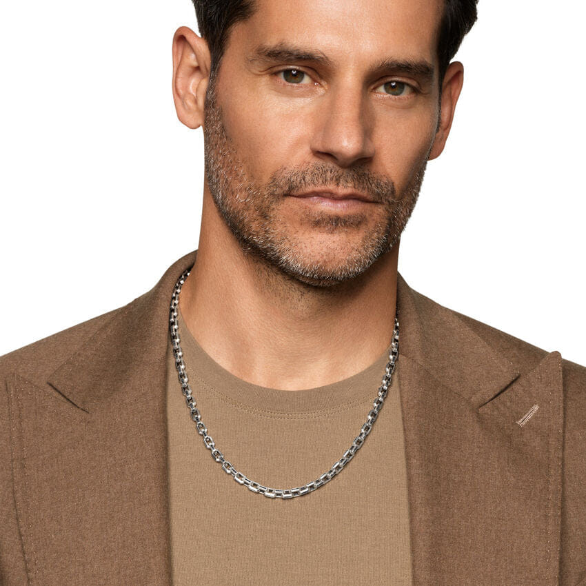 David Yurman Streamline Link Necklace in Sterling Silver with Black Diamonds, 5.5mm, 22"