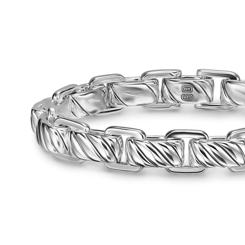 David Yurman Sculpted Cable Link Bracelet in Sterling Silver, 12mm, Size Medium