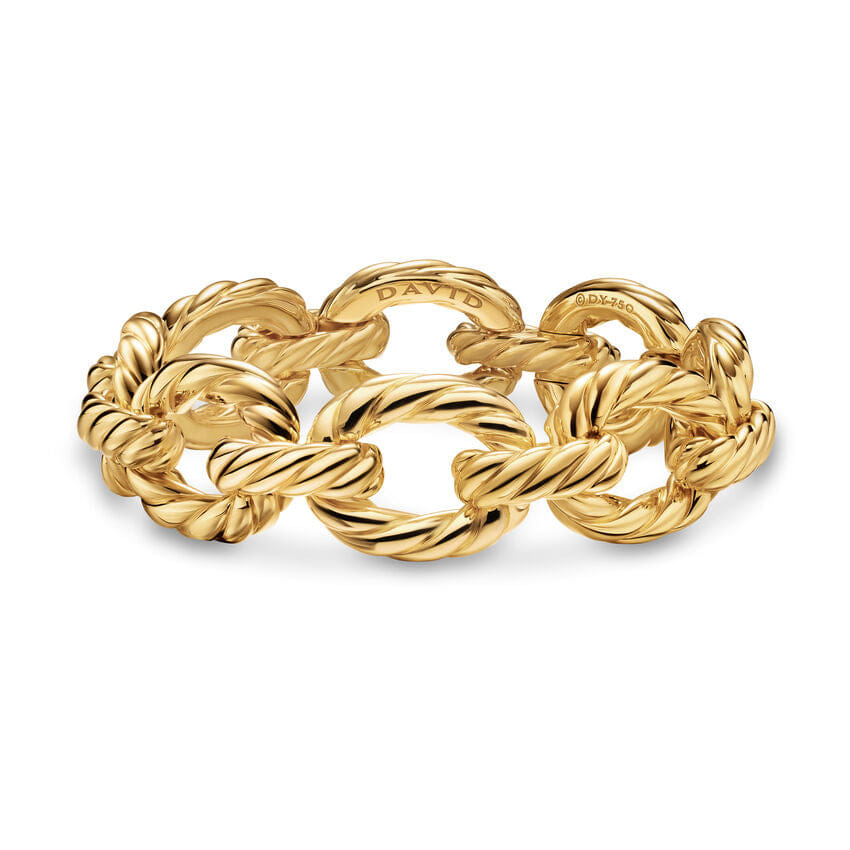 David Yurman Sculpted Cable Oval Link Bracelet in 18K Yellow Gold, 18mm, Size Medium