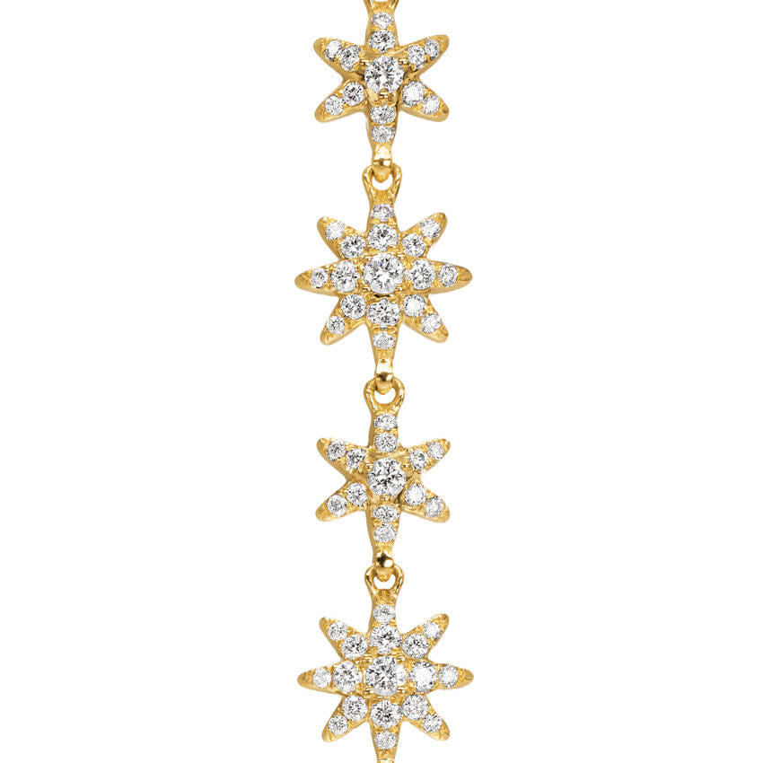 David Yurman Starburst Drop Earrings in 18K Yellow Gold with Diamonds, 70.9mm