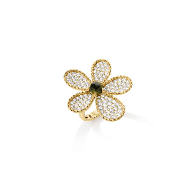 Roberto Coin Jasmine Green Tourmaline and Diamond Flower Ring