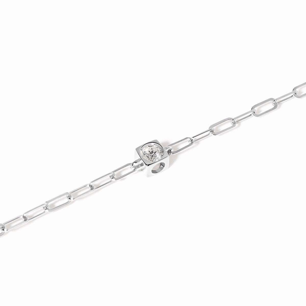Dinh Van Le Cube White Gold Diamant Chain Bracelet