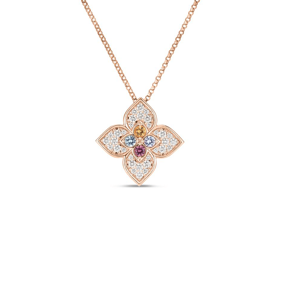 Roberto Coin Venetian Princess Carnival Diamond & Mixed Stones Large Flower Necklace
