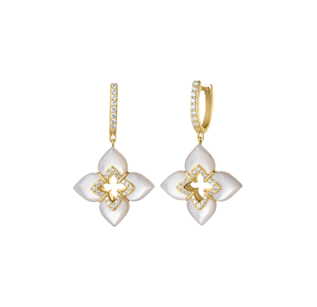 Roberto Coin Venetian Princess Mother-of-Pearl and Diamond Flower Drop Earrings