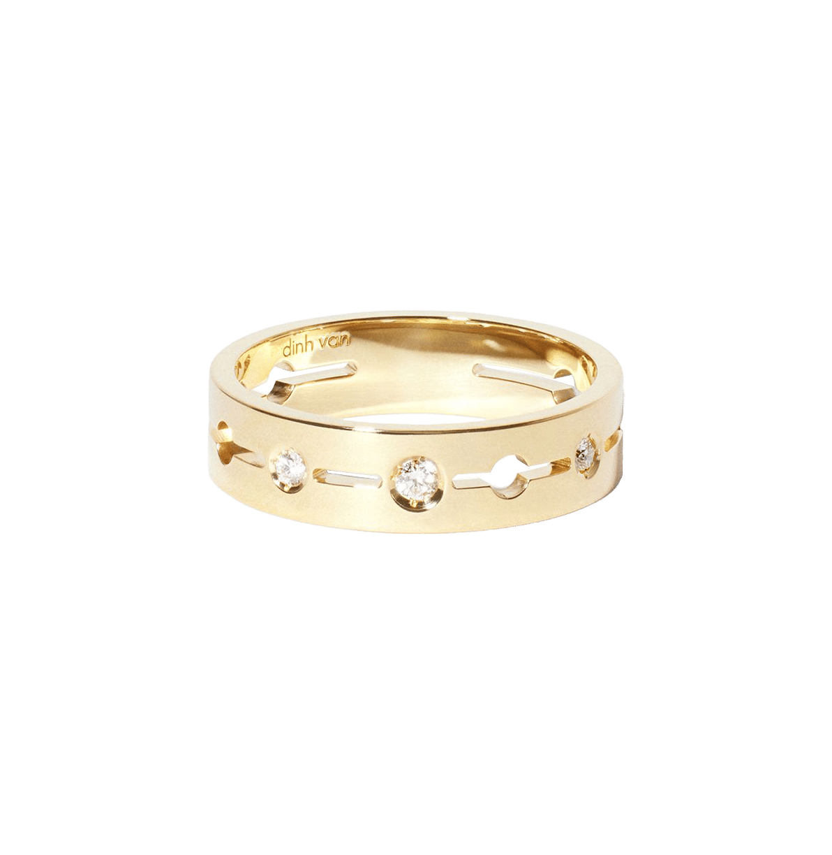 Dinh Van Pulse Yellow Gold Small Ring with Diamonds