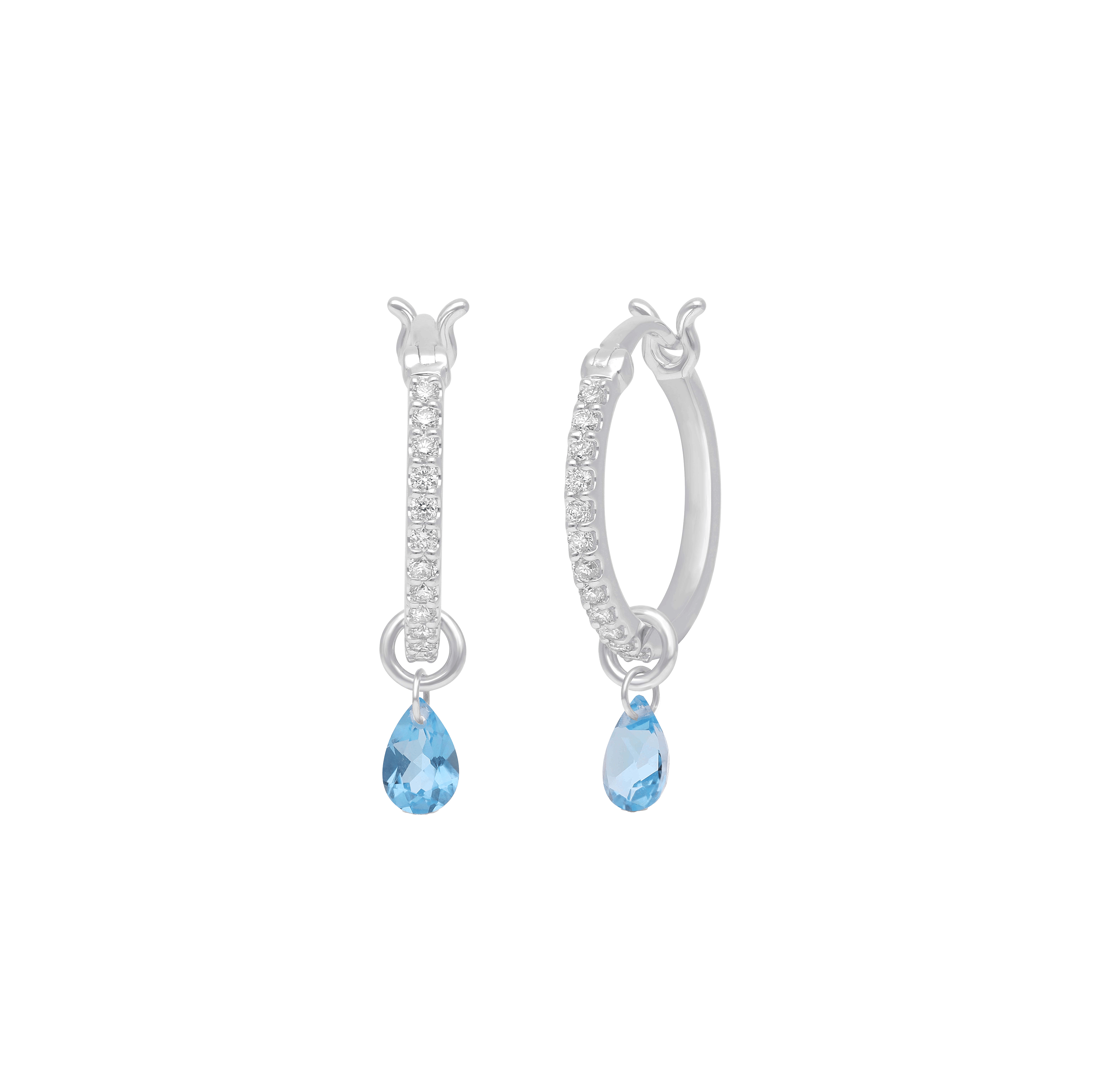 Sabel Collection White Gold Diamond and Sky Blue Topaz Drop Earrings