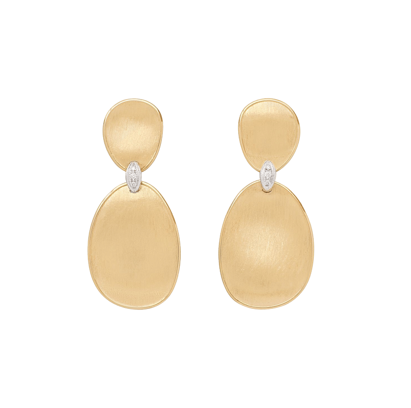 Marco Bicego Lunaria Two-Drop Earrings with Diamond Accents