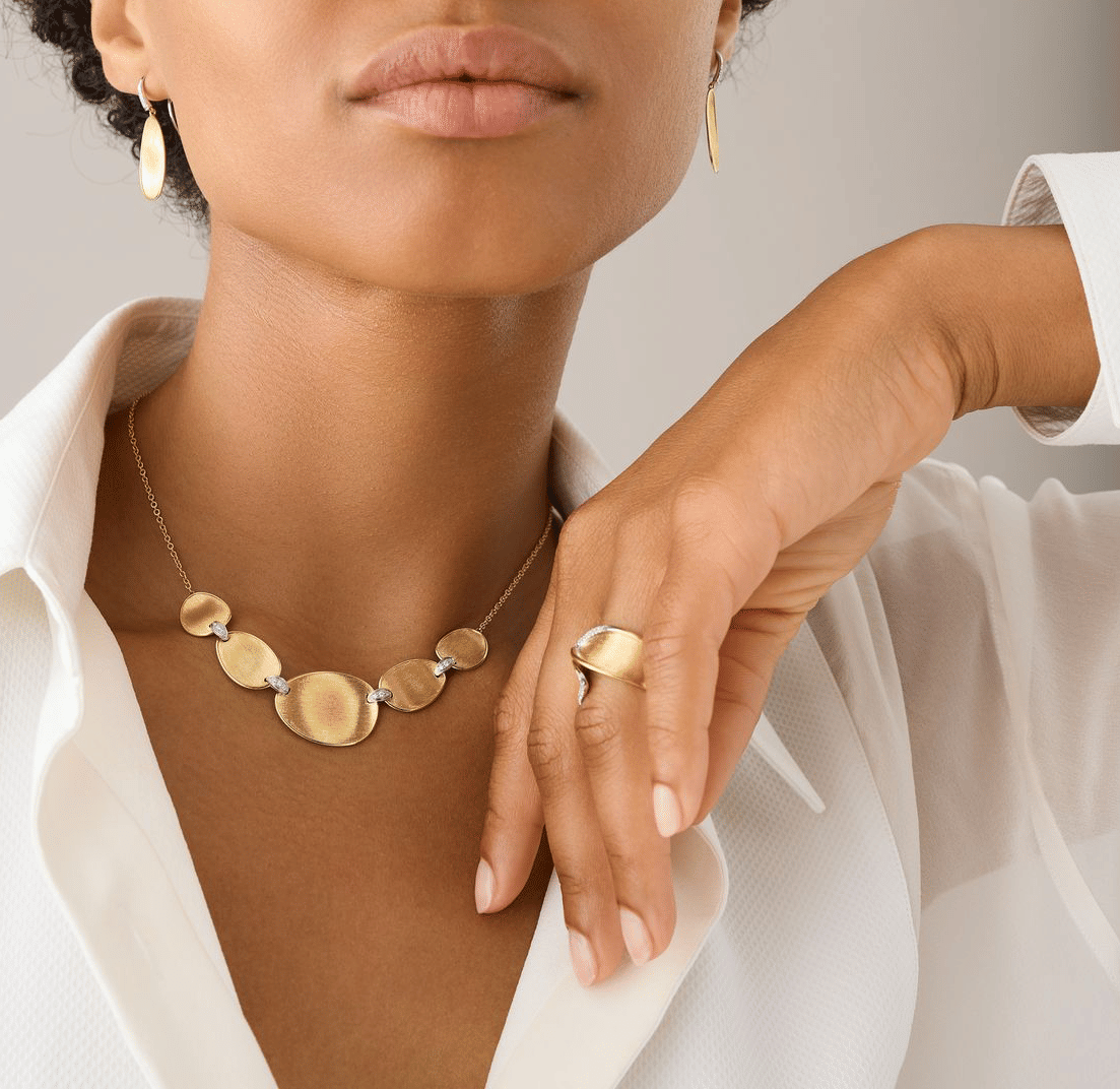Marco Bicego Lunaria "Halfsie" Necklace with Diamond Accents