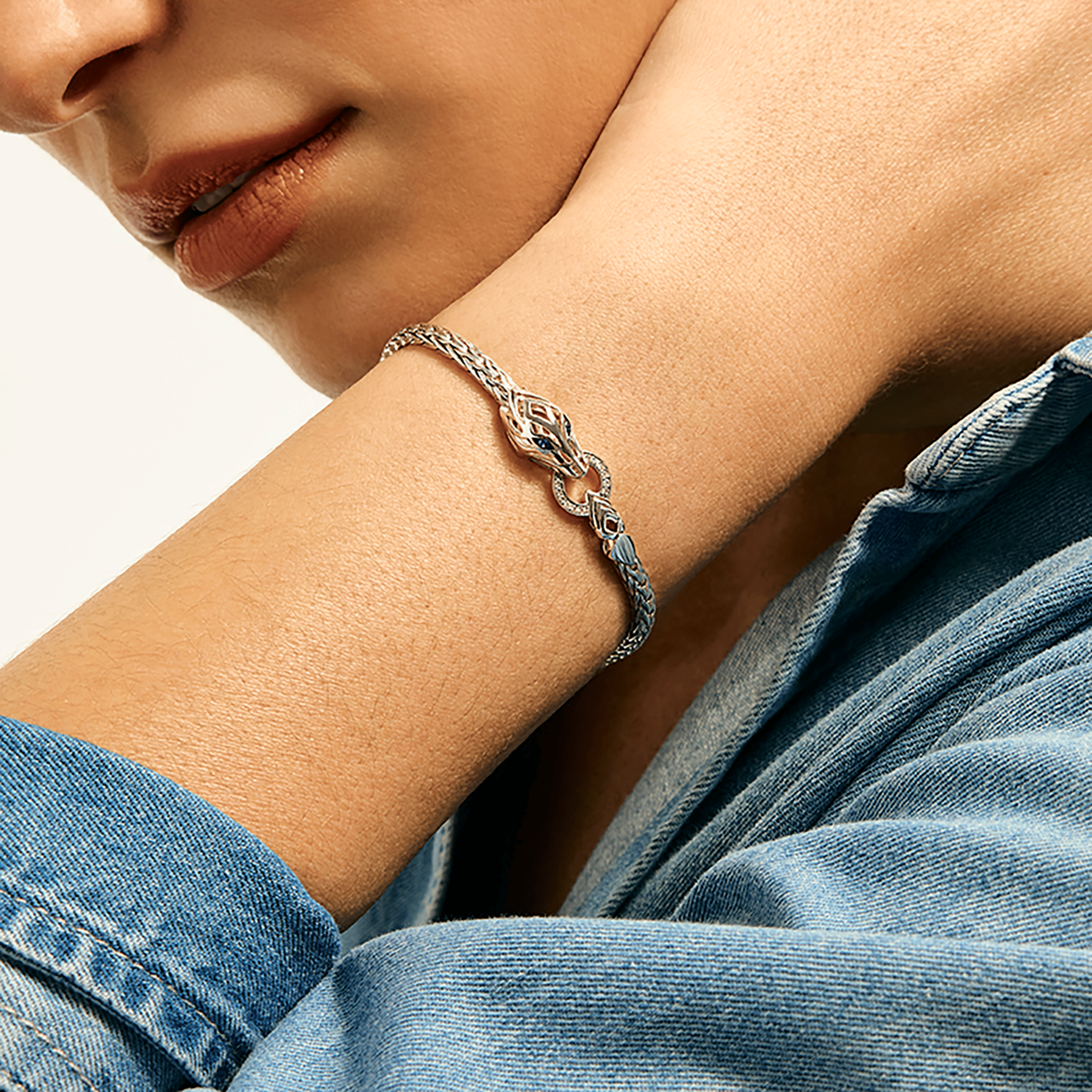 John Hardy Naga Dragon Bracelet with Blue Sapphires and Diamonds, 3.5mm