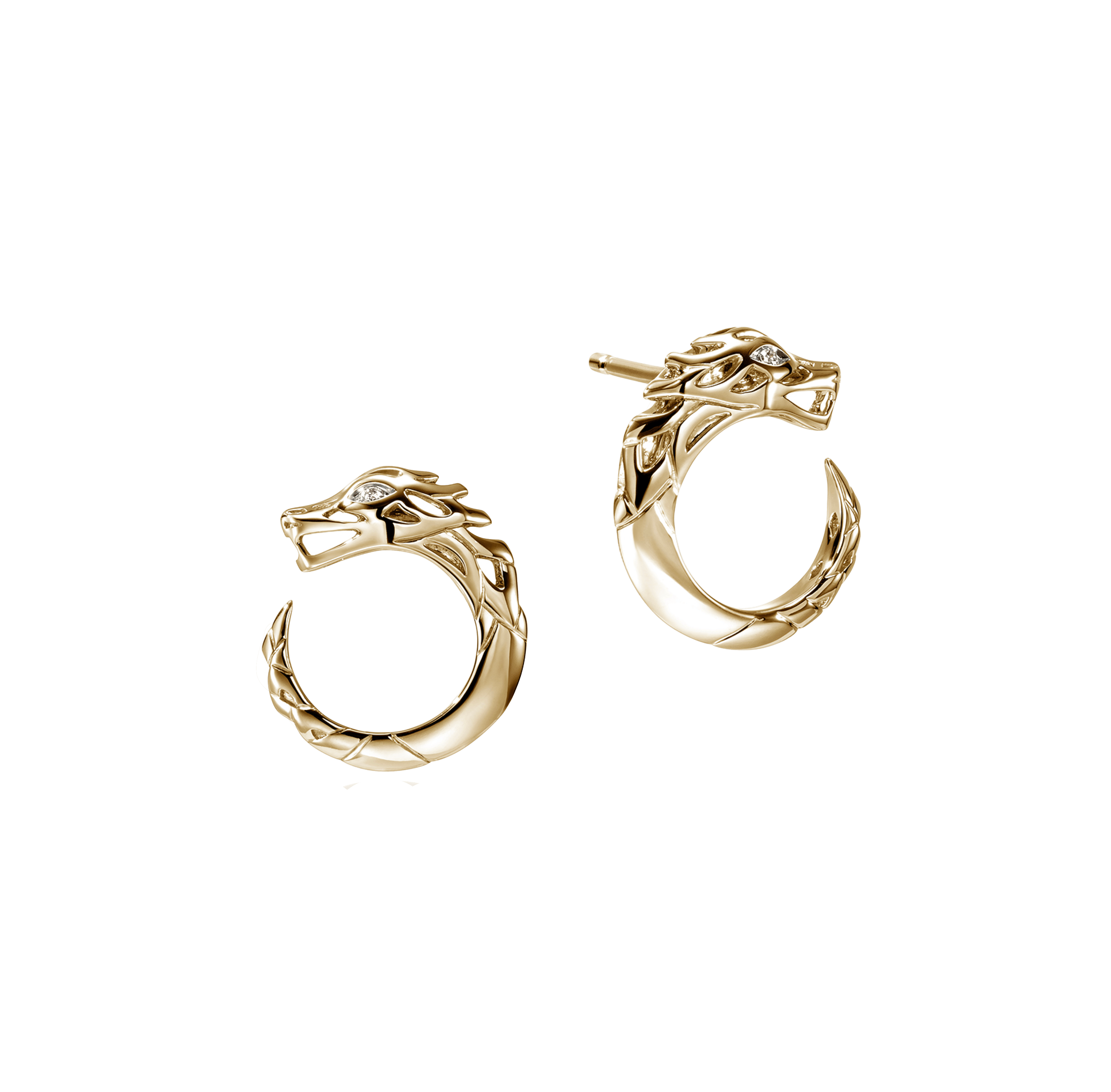 John Hardy Naga Dragon Stud Earrings with Diamond Eyes