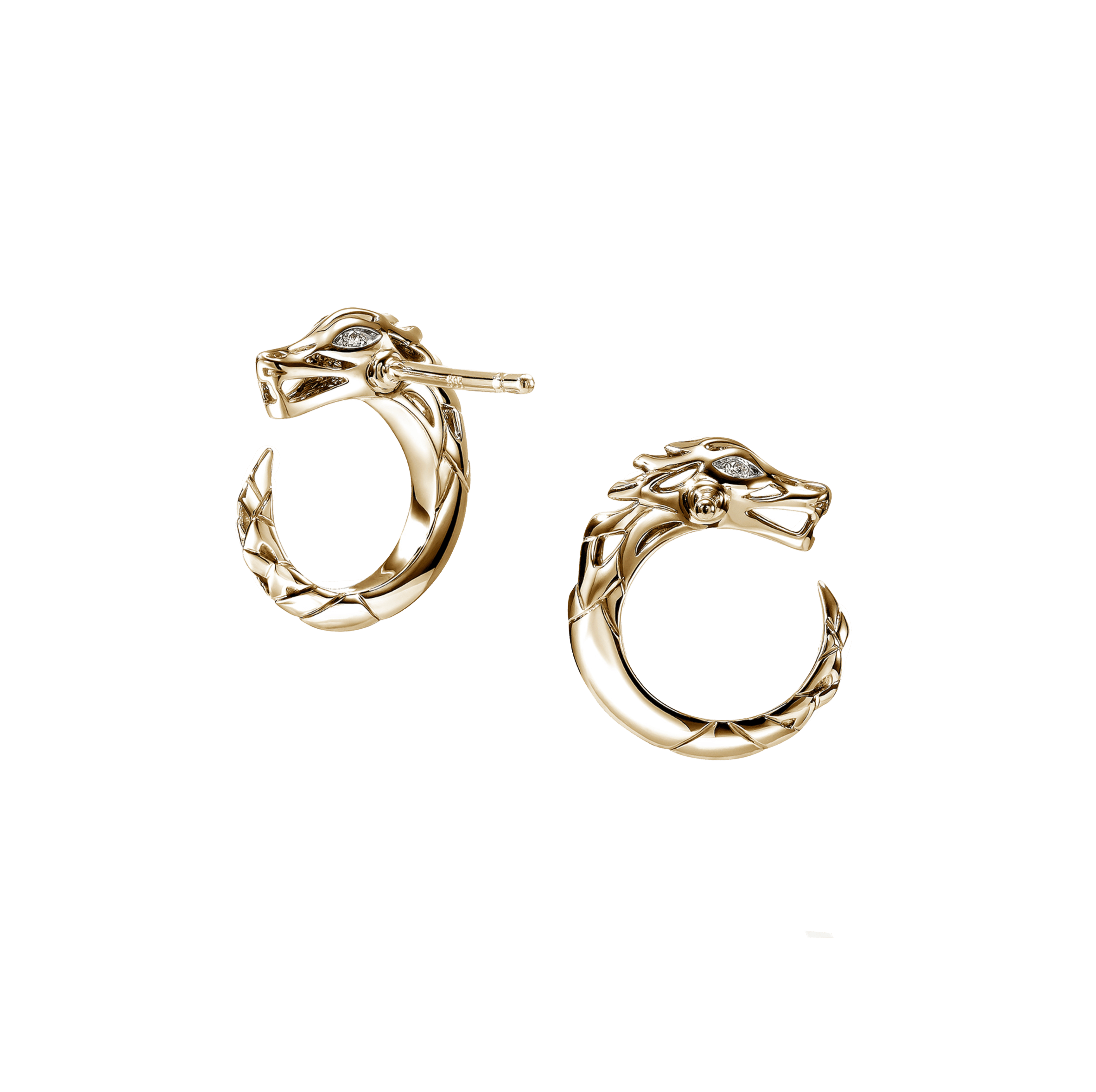 John Hardy Naga Dragon Stud Earrings with Diamond Eyes