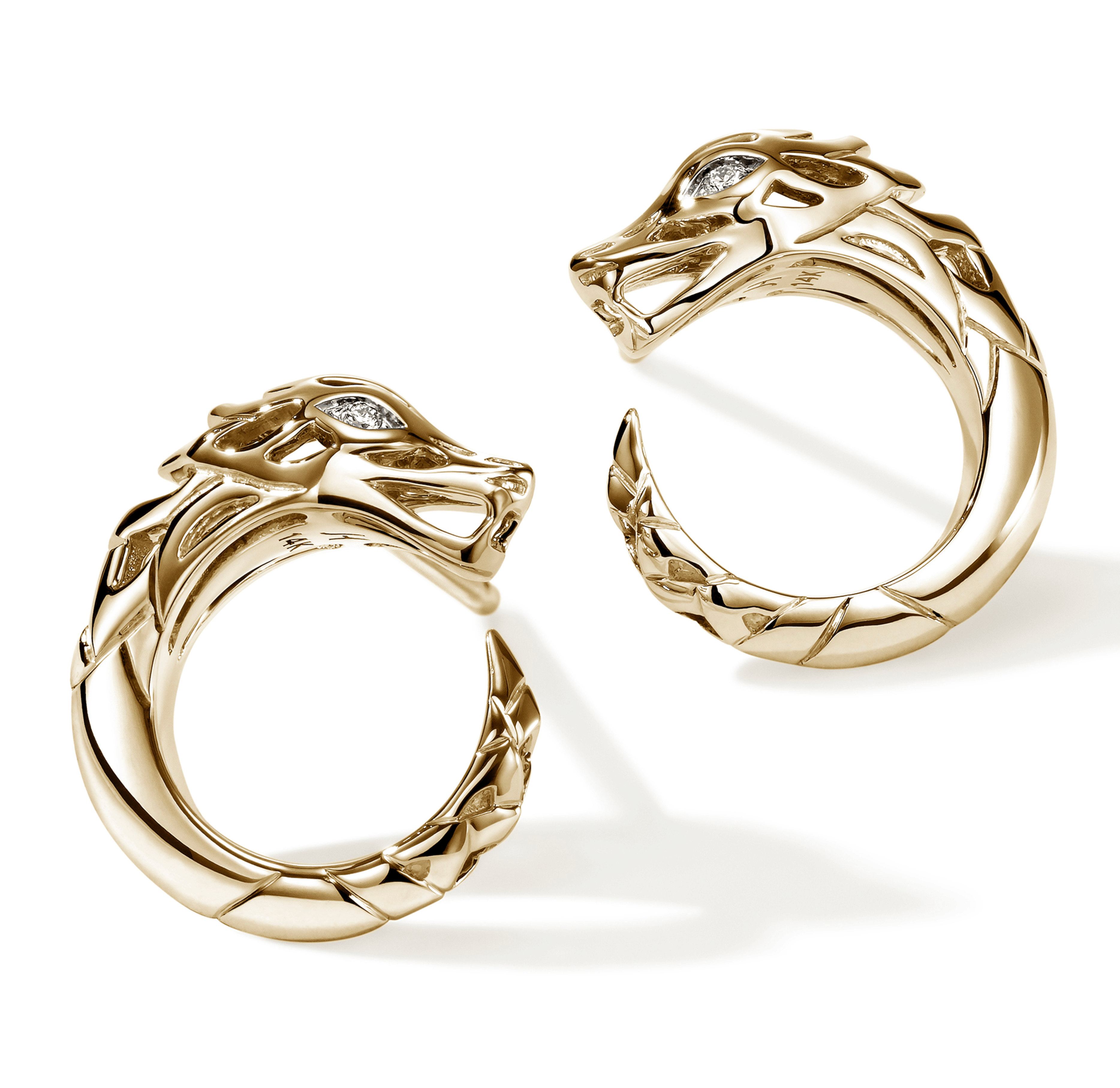 John Hardy Naga Dragon Stud Earrings with Diamond Eyes