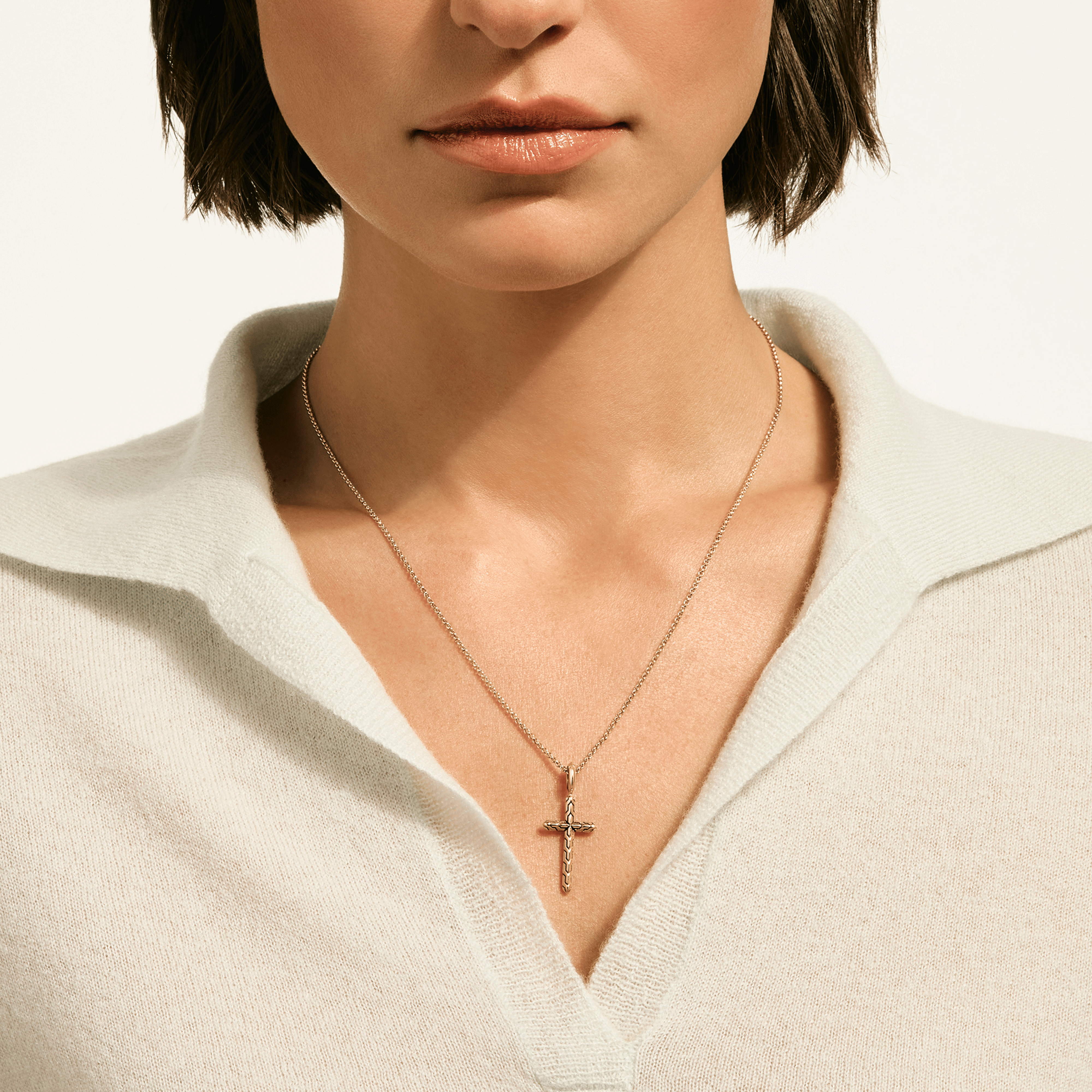 John Hardy Essentials Yellow Gold Cross Necklace