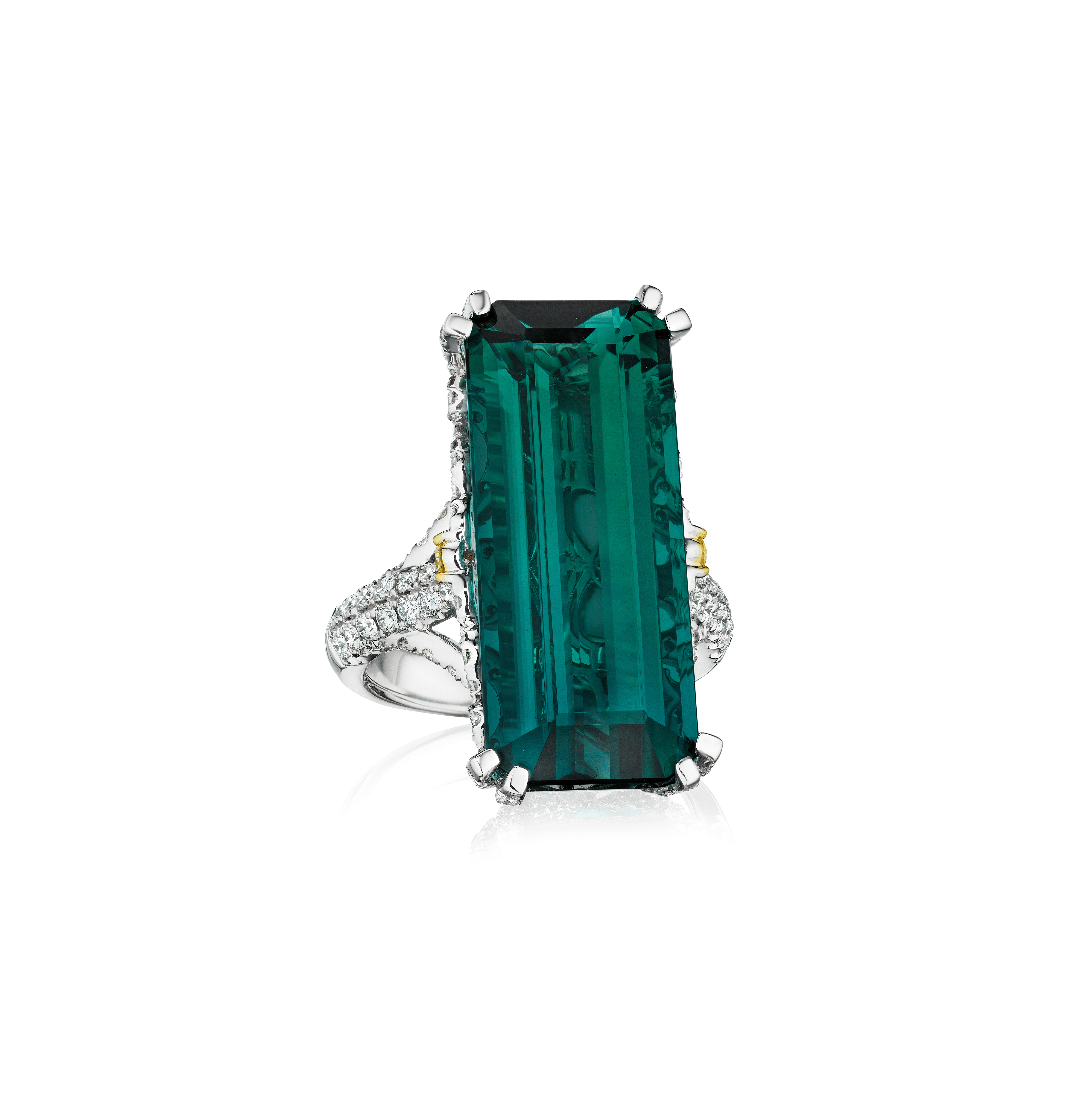 Sabel Collection Greenish Blue Tourmaline and Diamond Cocktail Ring
