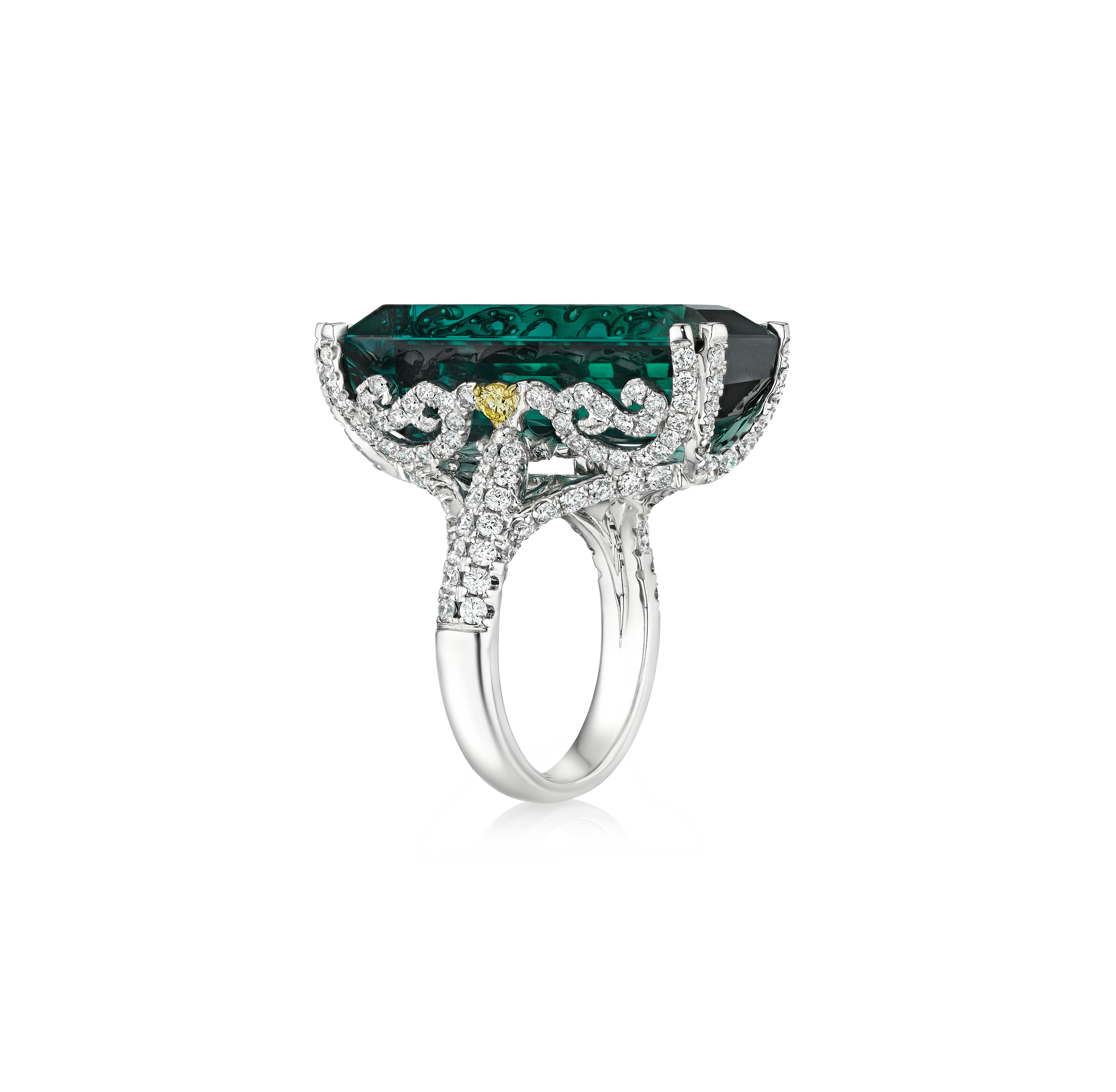 Sabel Collection Greenish Blue Tourmaline and Diamond Cocktail Ring