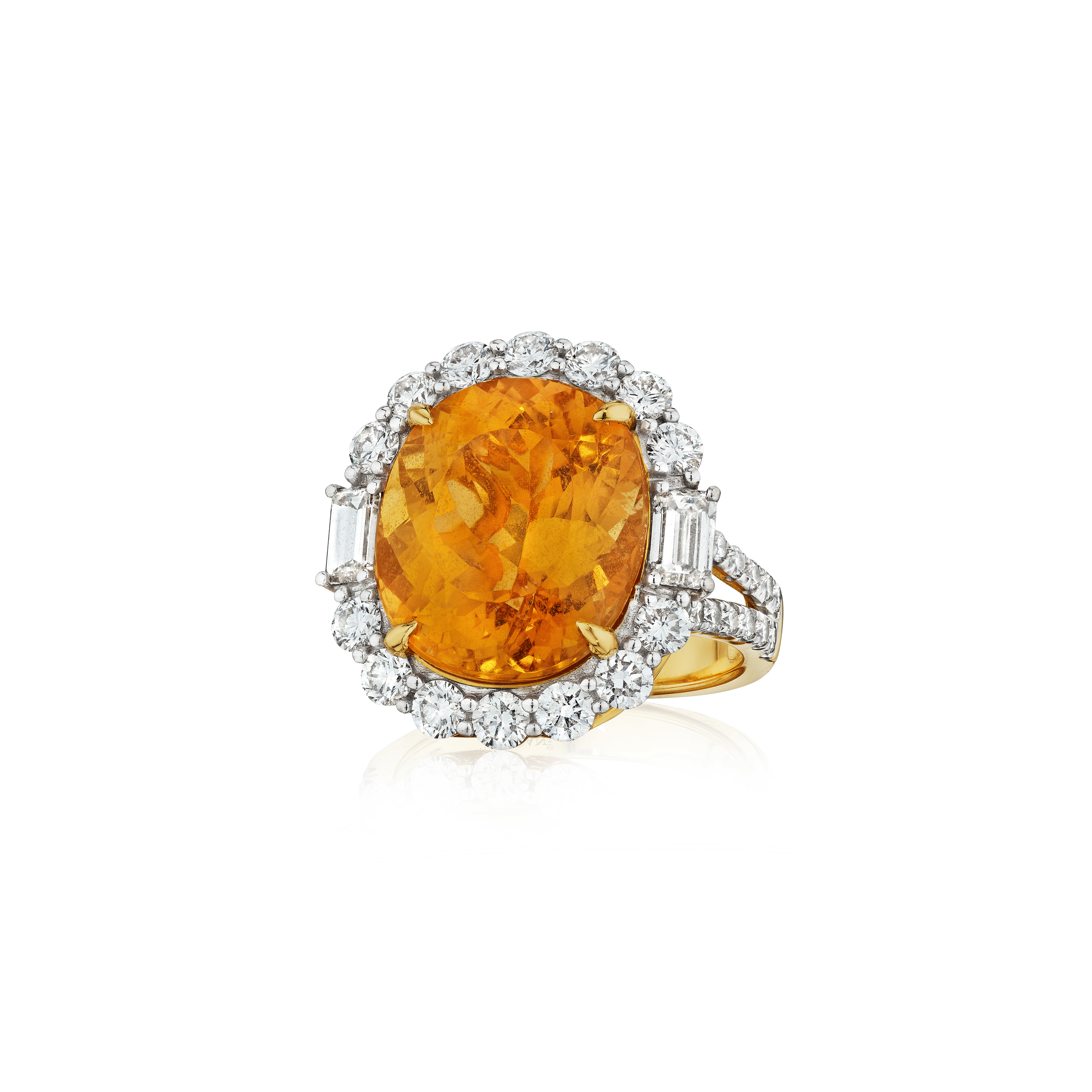 Sabel Collection Yellow Gold Imperial Topaz and Diamond Cocktail Ring