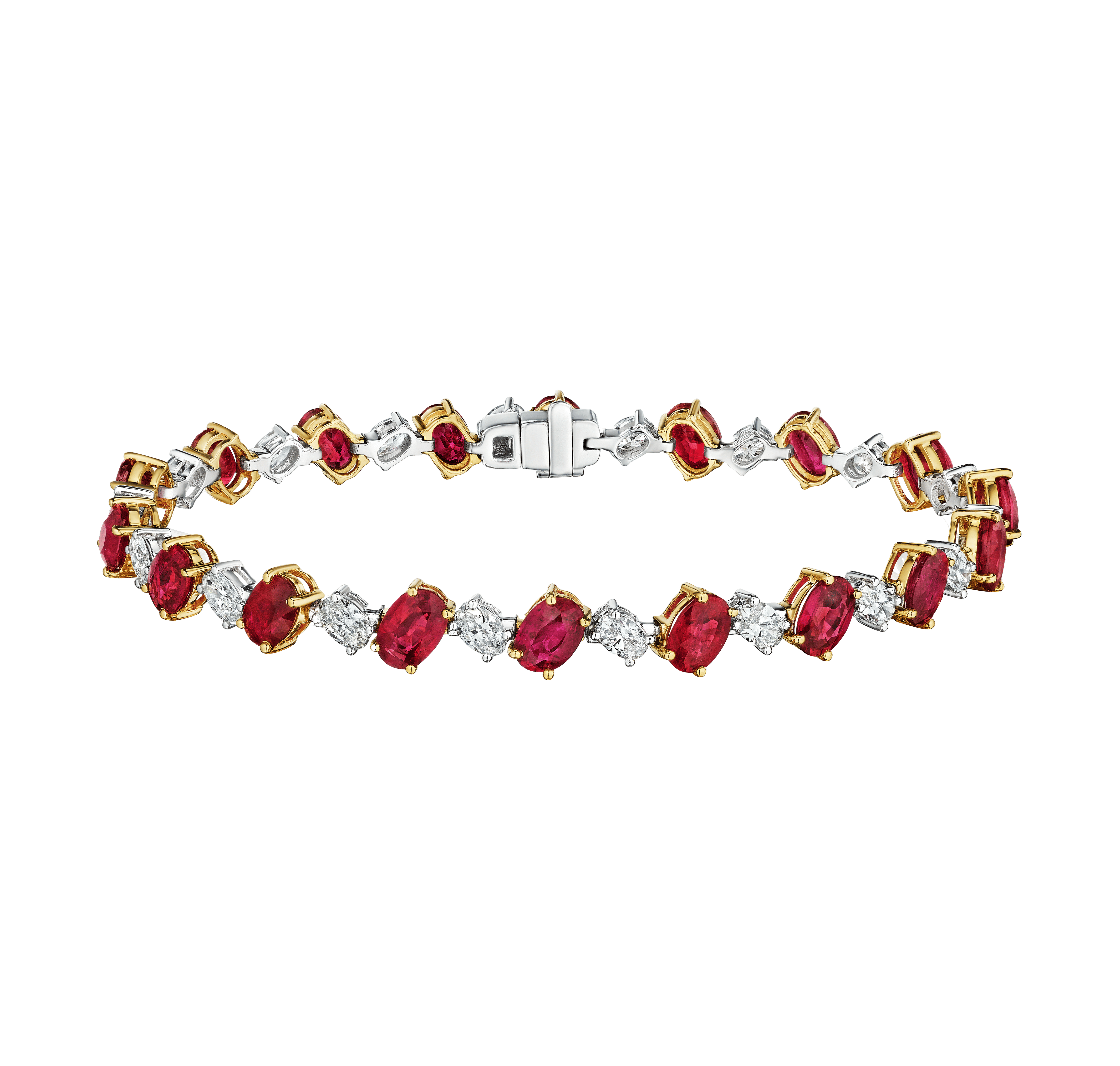 Sabel Collection Mixed Metals Alternating Ruby and Diamond Bracelet