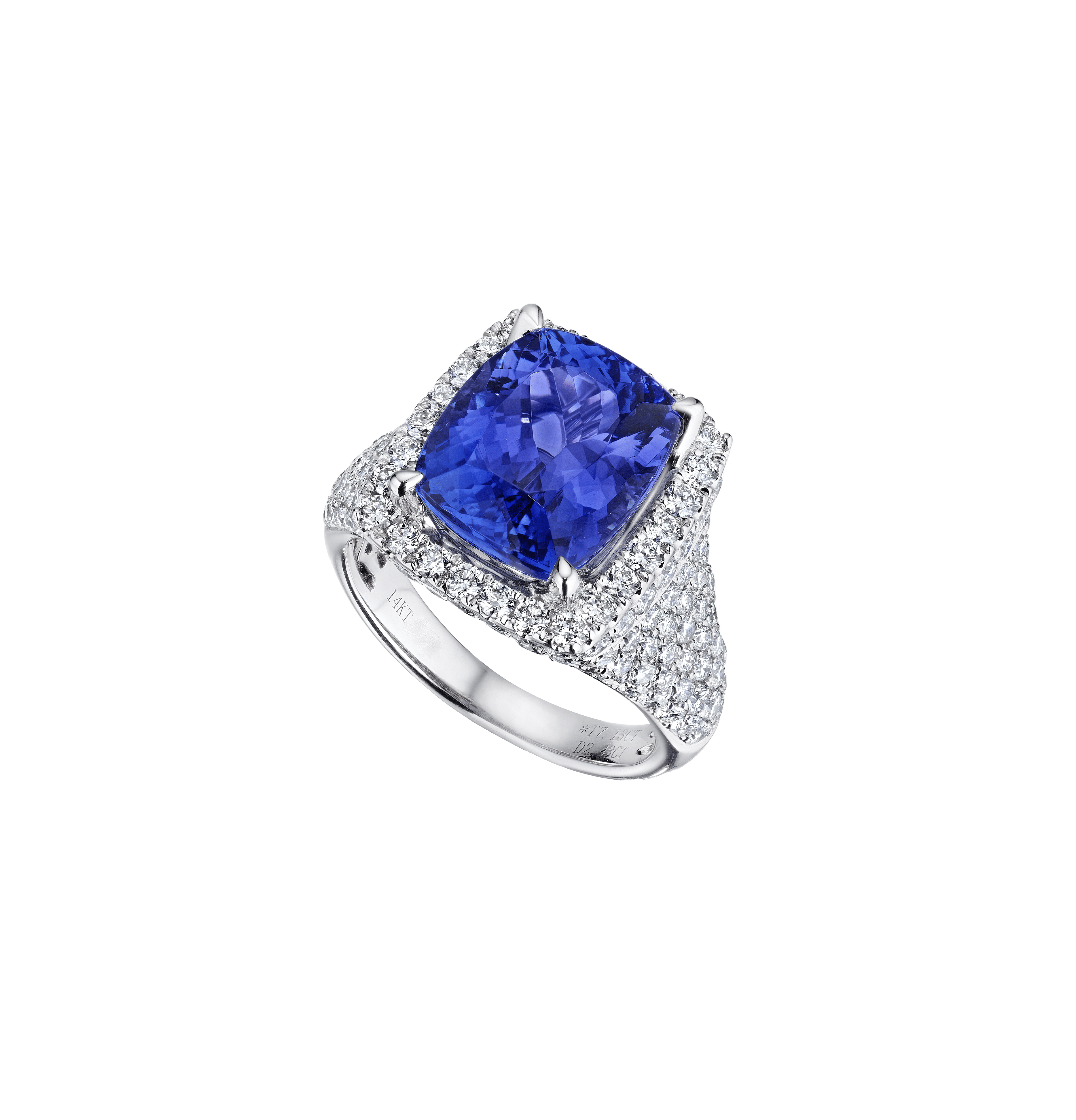 Sabel Collection White Gold Tanzanite and Diamond Cluster Ring
