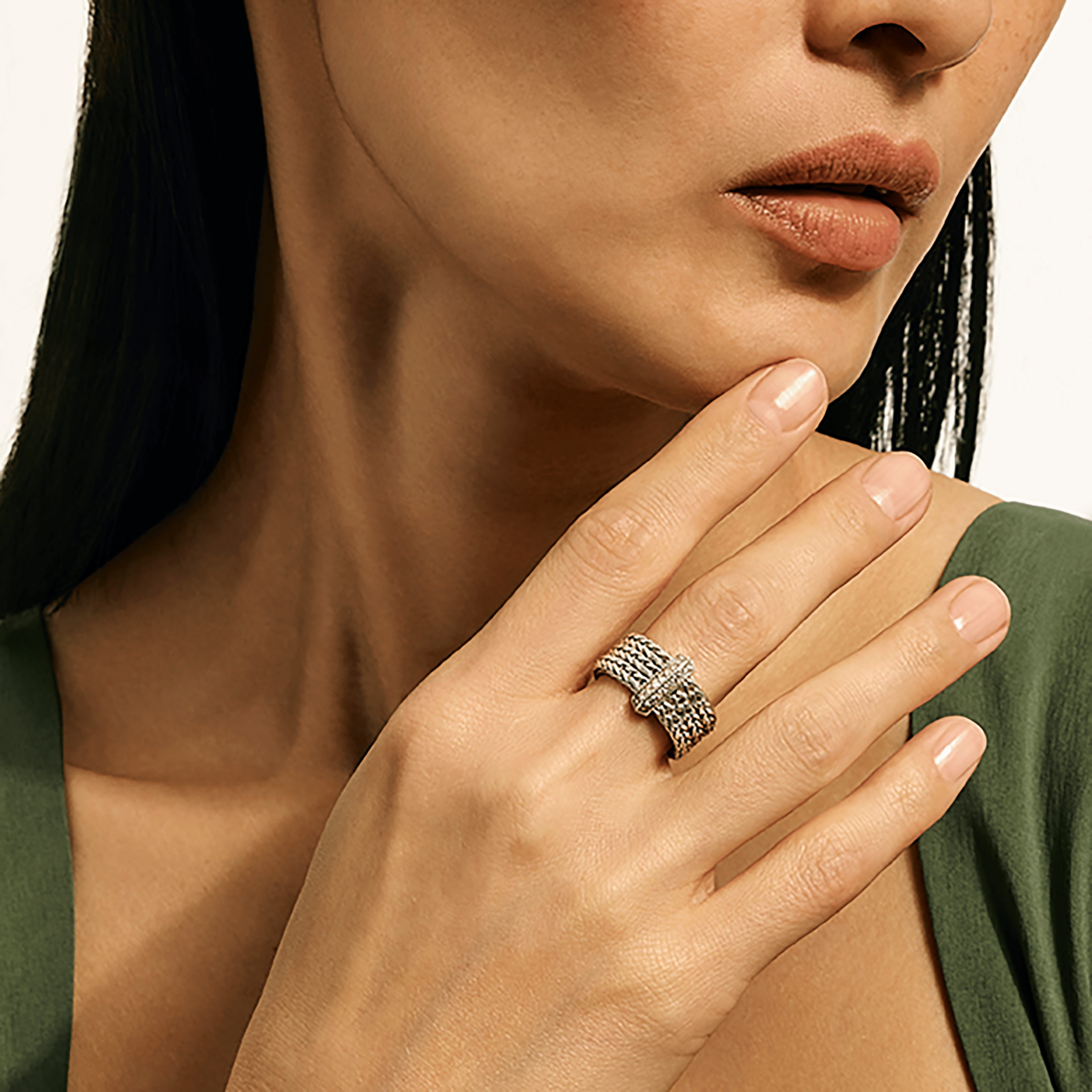 John Hardy Icon Link Sterling Silver Diamond Bar Ring, 9mm