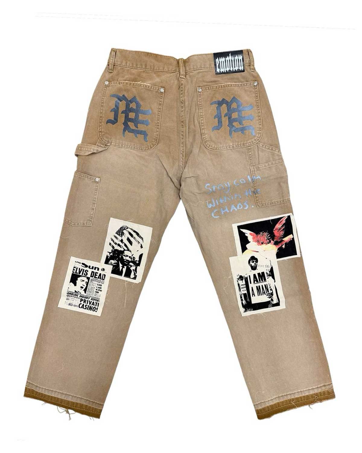 Mixed Emotions Newspaper Carpenter Pants khaki