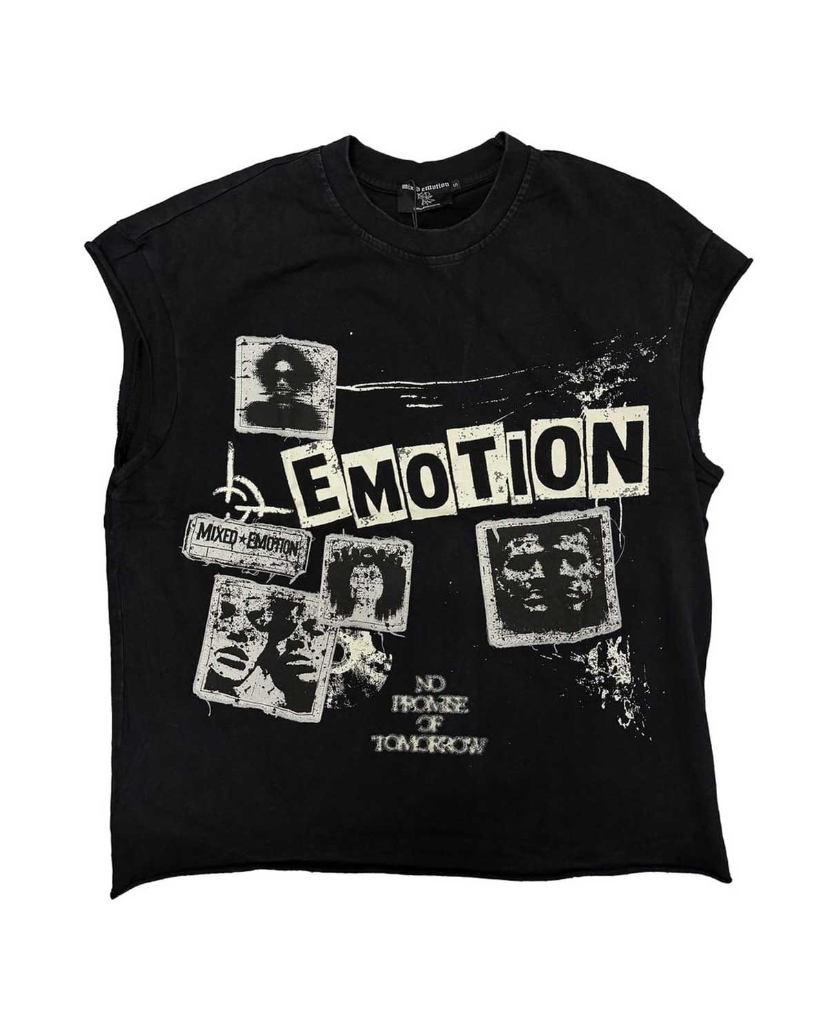 Mixed Emotions Newspaper Sleeveless Tee Black