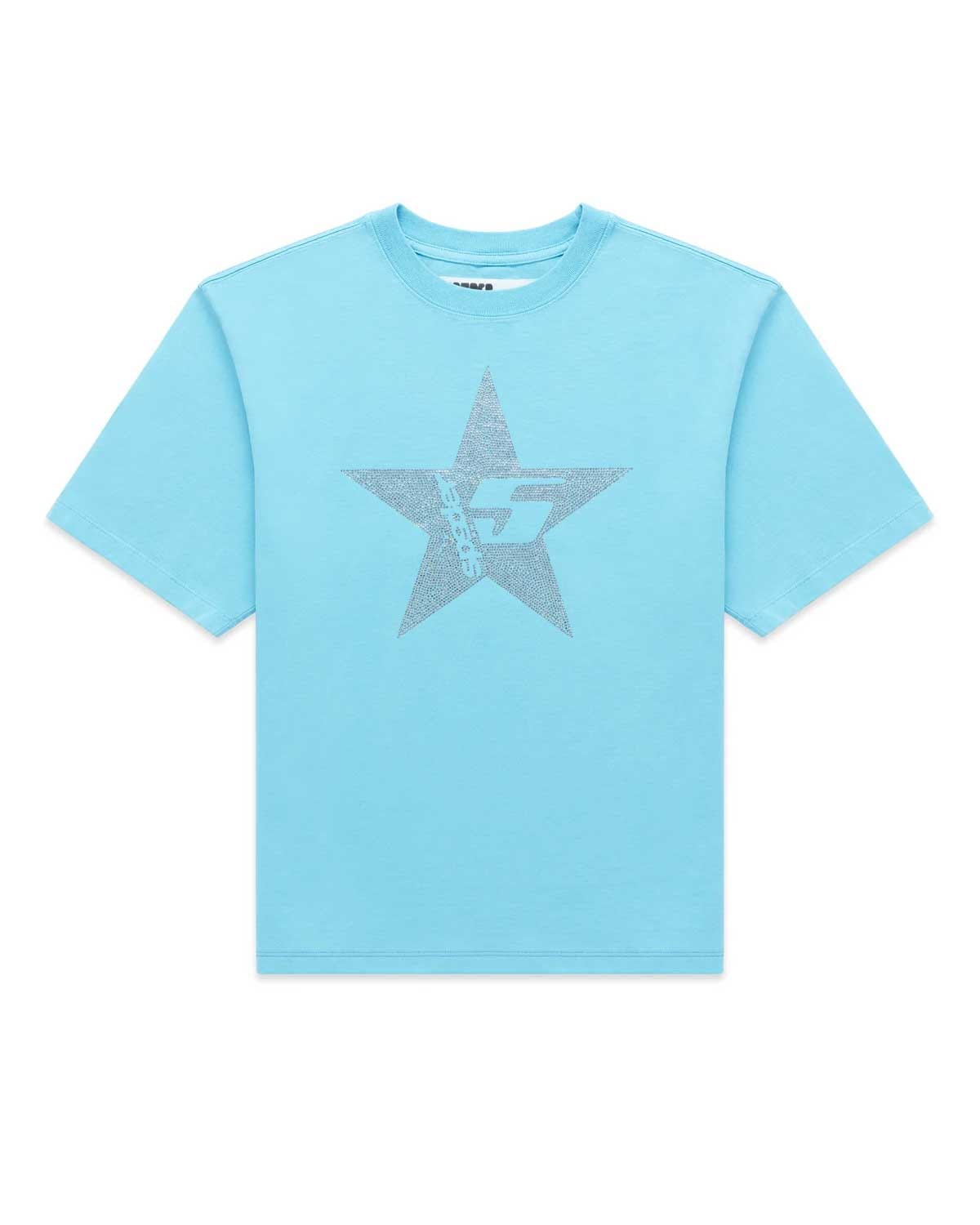 Sp5der Worldwide Sp5der Big 5 Star Rhinestone Tee Light Blue