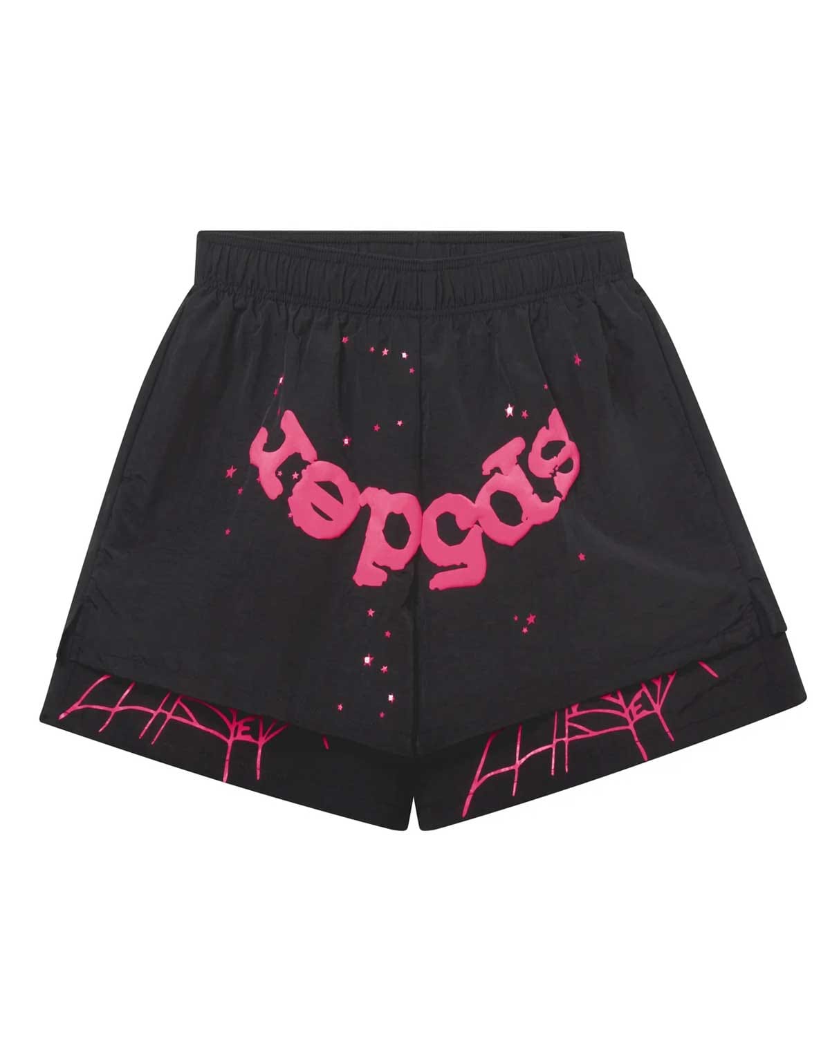 Sp5der Worldwide Sp5der OG Web Double Layer Shorts Black/Pink