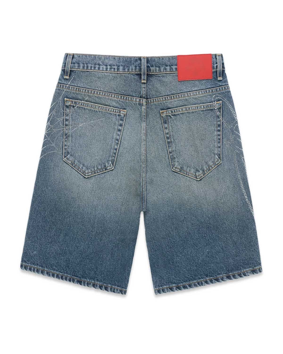Sp5der Worldwide Sp5der Script Web Denim Shorts Indigo Blue