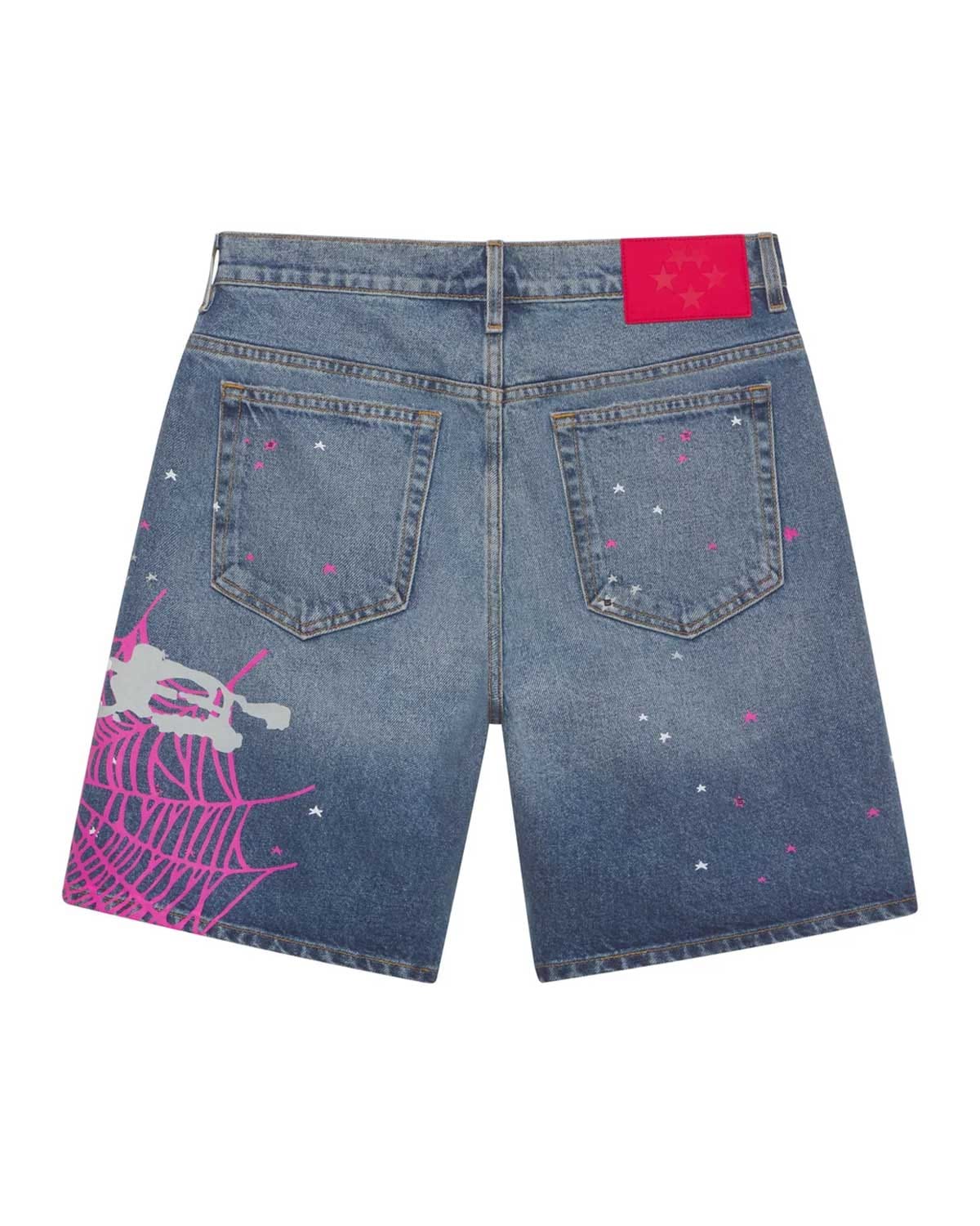 Sp5der Worldwide Sp5der Heavy Web Denim Shorts Light Blue