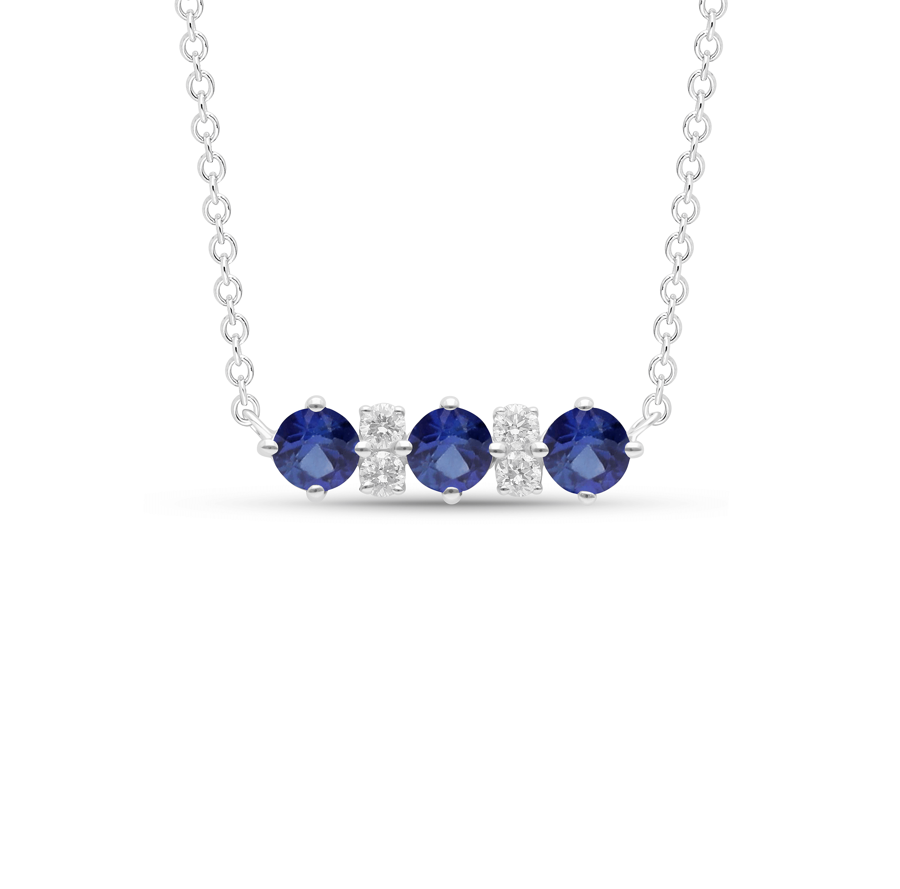 Sabel Collection Alternating Blue Sapphire and Diamond Bar Necklace