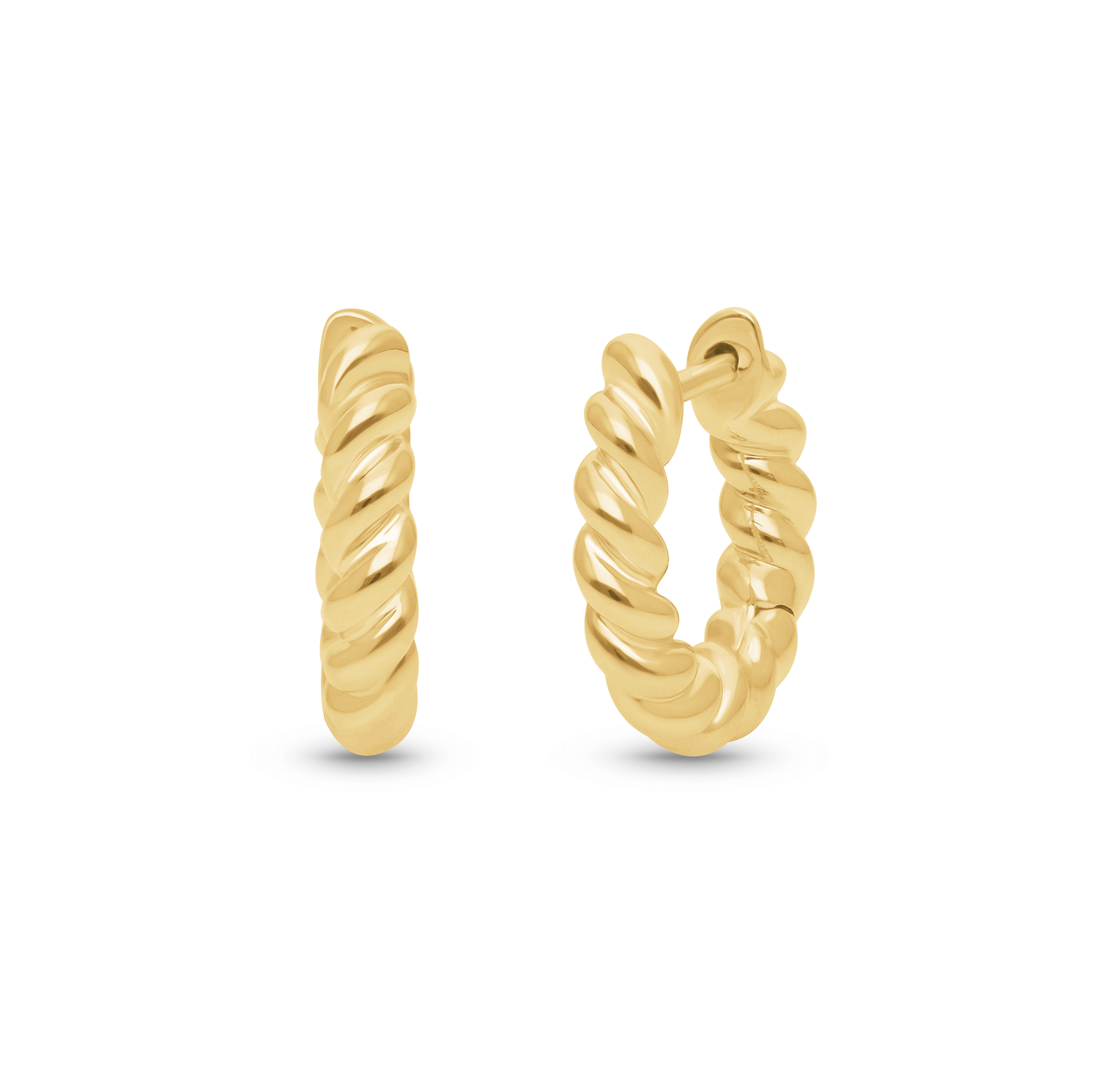 Sabel Collection Yellow Gold Twisted Hoop Earrings