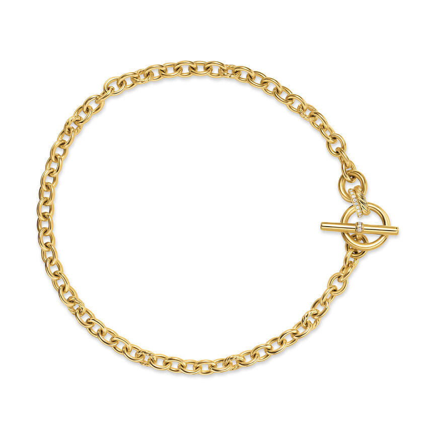 David Yurman DY Mercer Toggle Chain Necklace in 18K Yellow Gold with Diamonds, 8mm, 20"