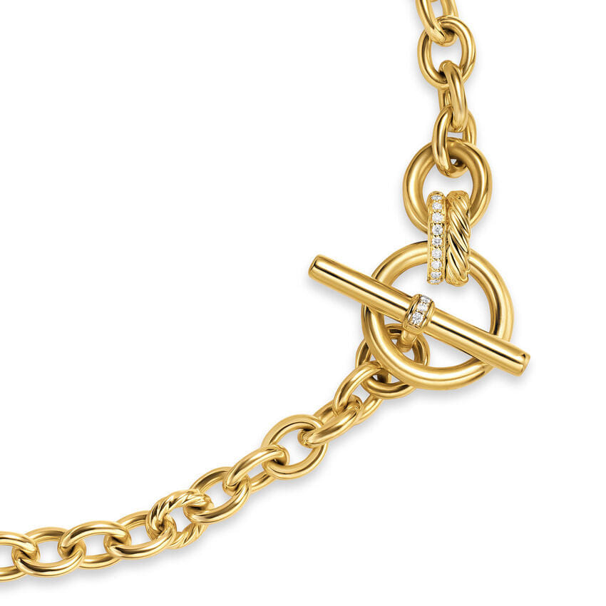 David Yurman DY Mercer Toggle Chain Necklace in 18K Yellow Gold with Diamonds, 8mm, 20"