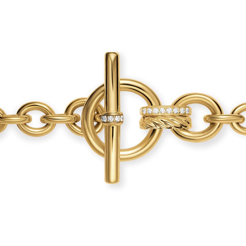 David Yurman DY Mercer Toggle Chain Necklace in 18K Yellow Gold with Diamonds, 8mm, 20"