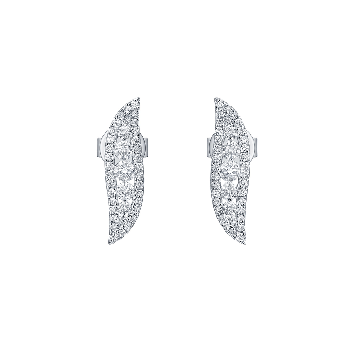 Sabel Collection White Gold Diamond Wing Climber Earrings