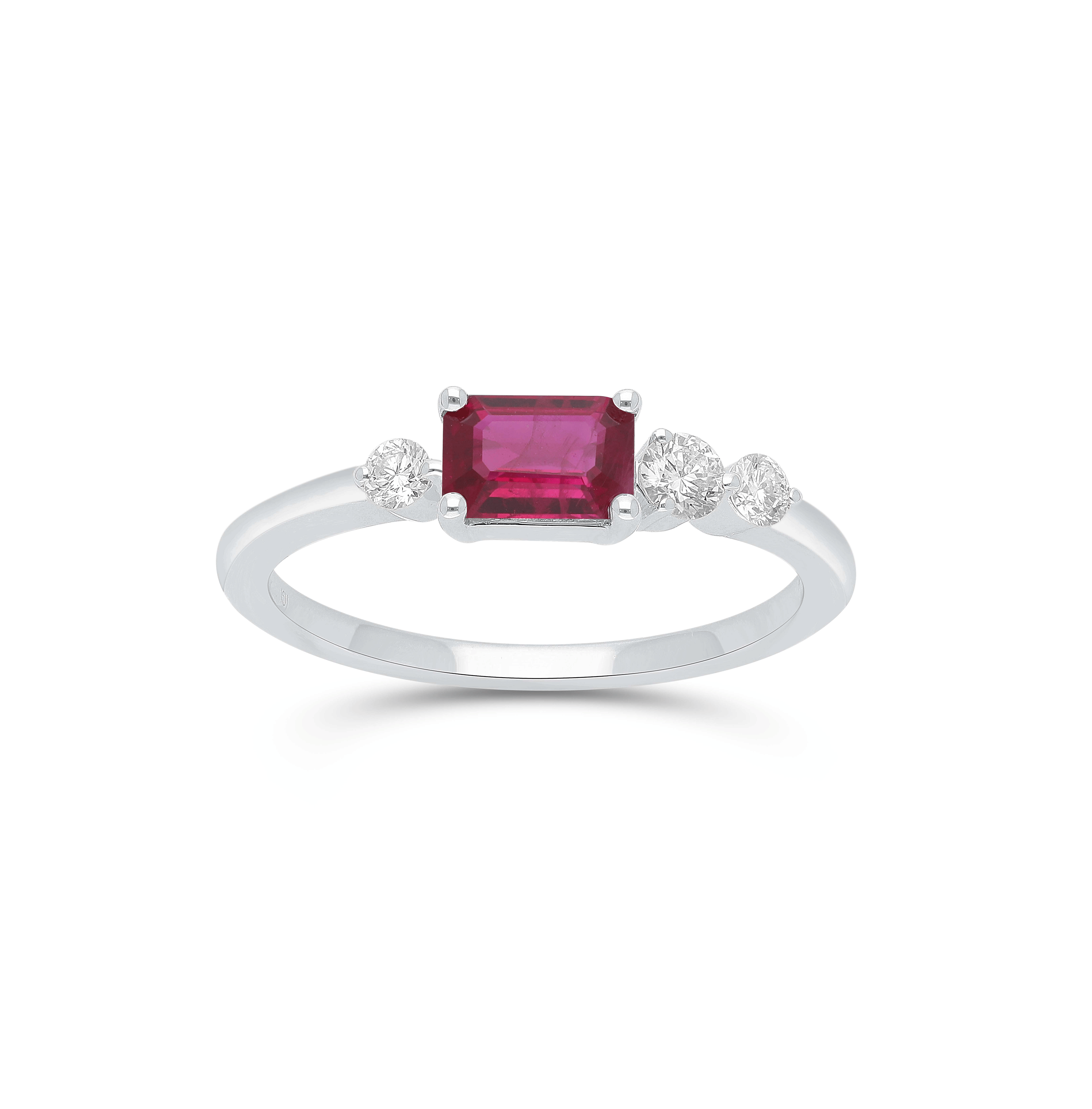 Sabel Collection White Gold Octagon Ruby and Diamond Ring