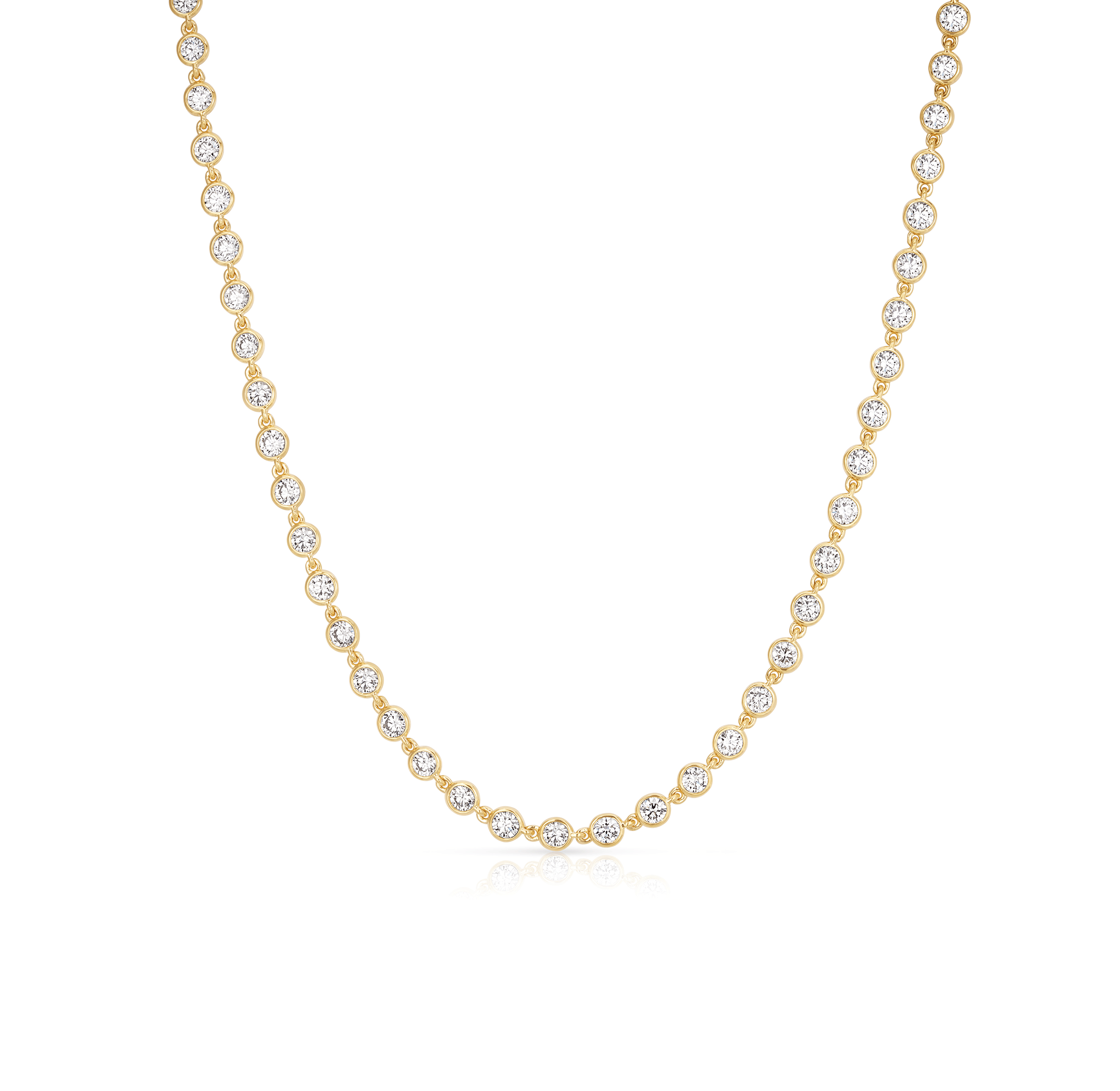 Sabel Collection Yellow Gold Bezel Set Diamond Tennis Necklace
