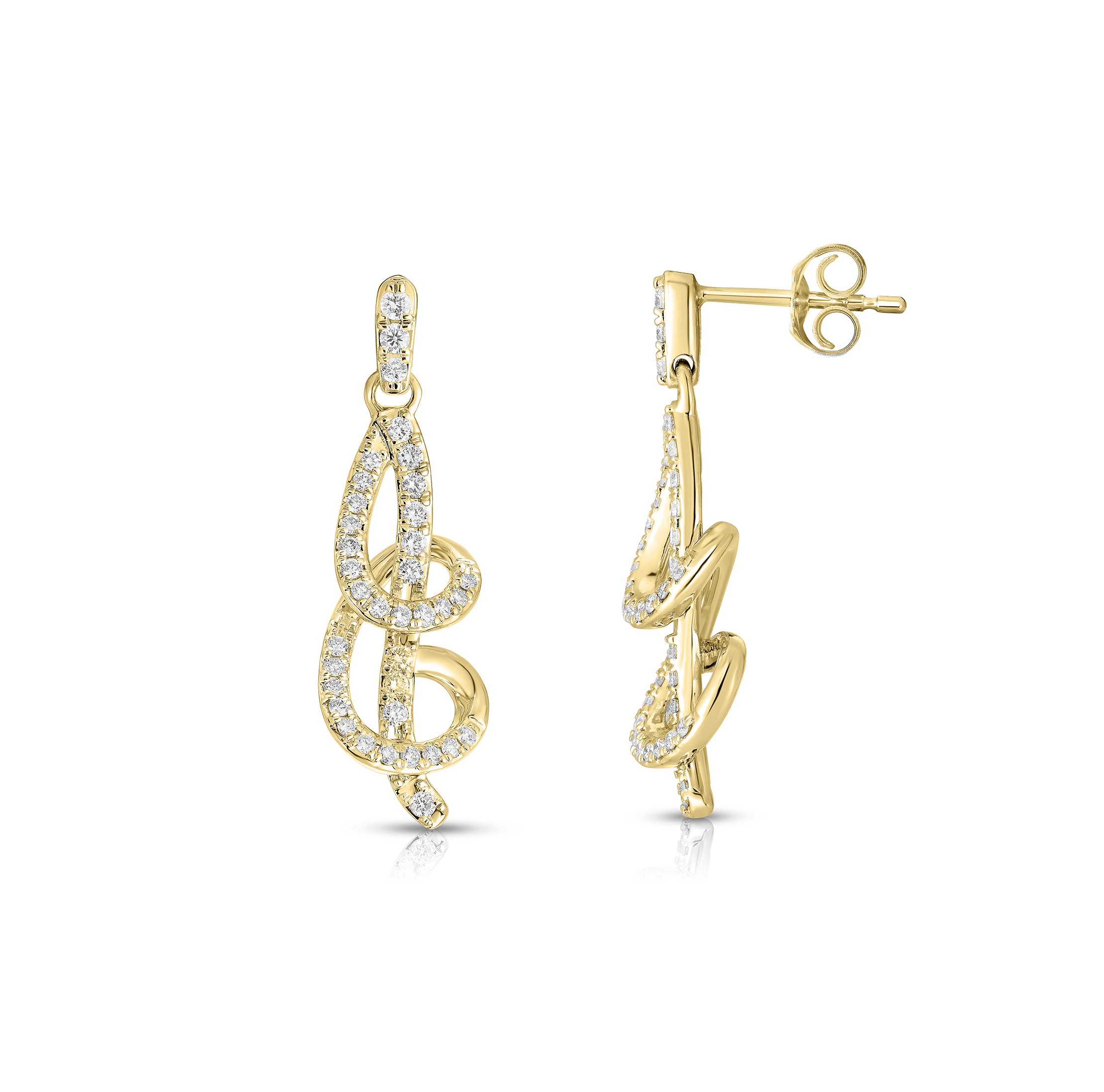 Sabel Collection Yellow Gold Diamond Swirl Drop Earrings