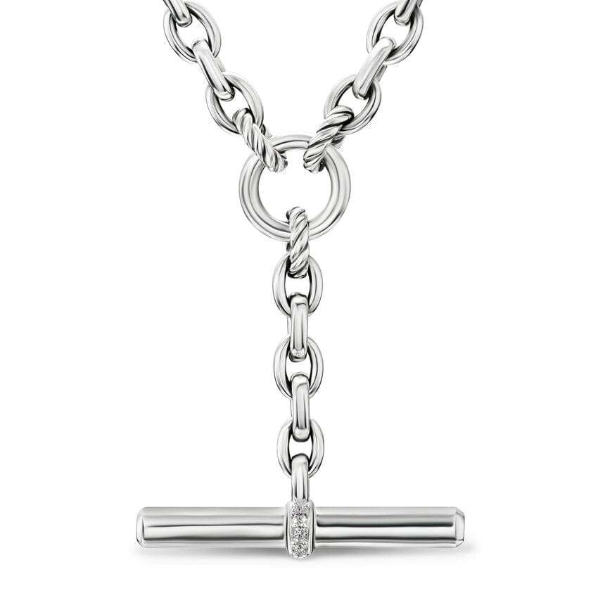 David Yurman DY Mercer Petite Toggle Chain Necklace in Sterling Silver with Diamonds, 4.5mm, 20"